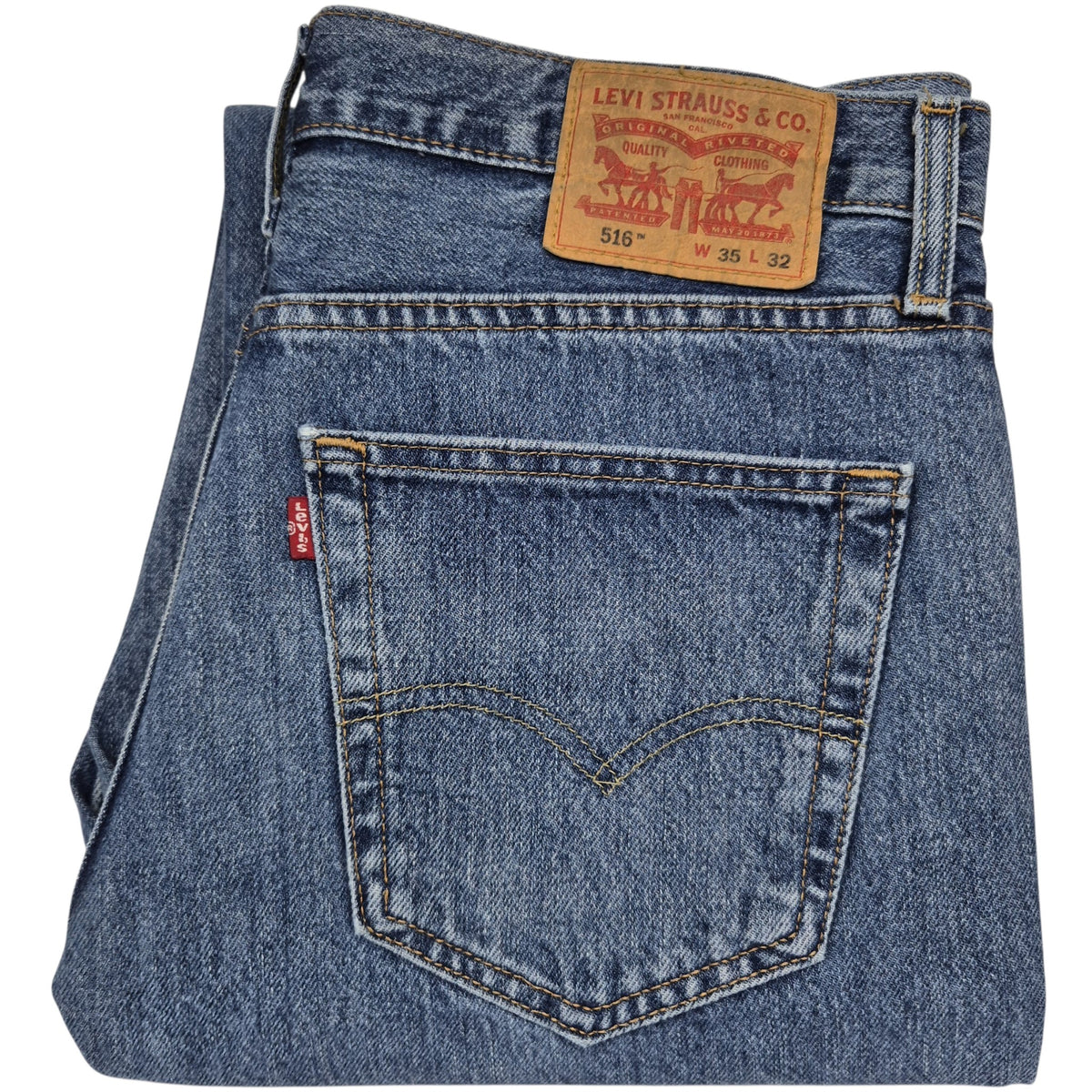 Levis 516 Jeans Blue Heavy Rigid Denim W35