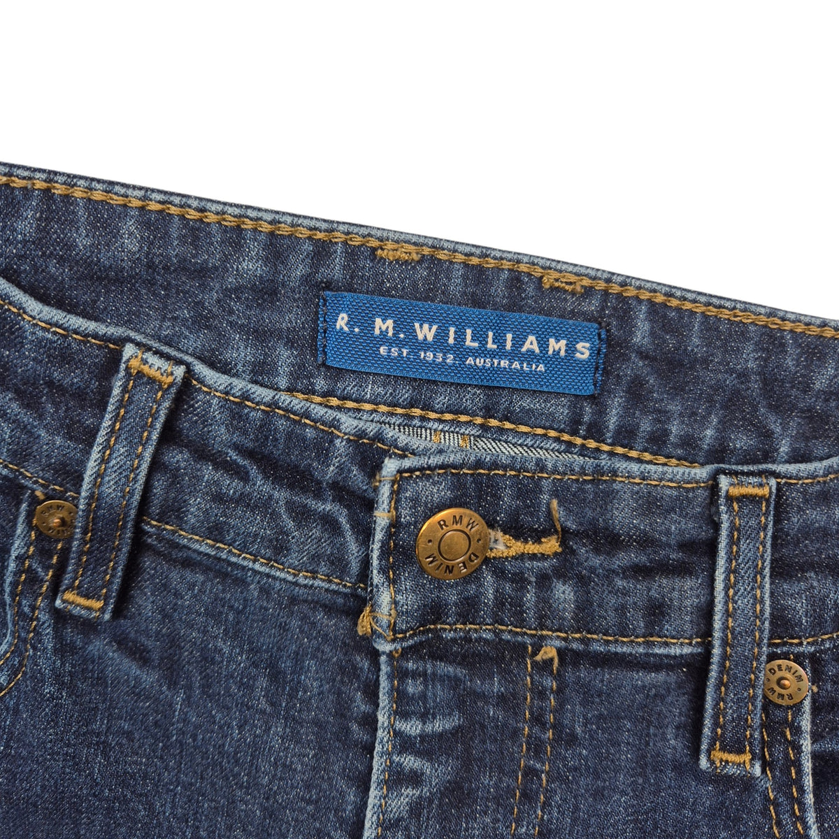 RM Williams Jeans Dark Blue Heavy Denim W37
