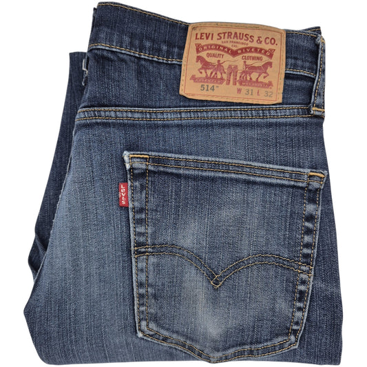 Levis 514 Jeans Dark Blue Straight Leg Crop Denim W31