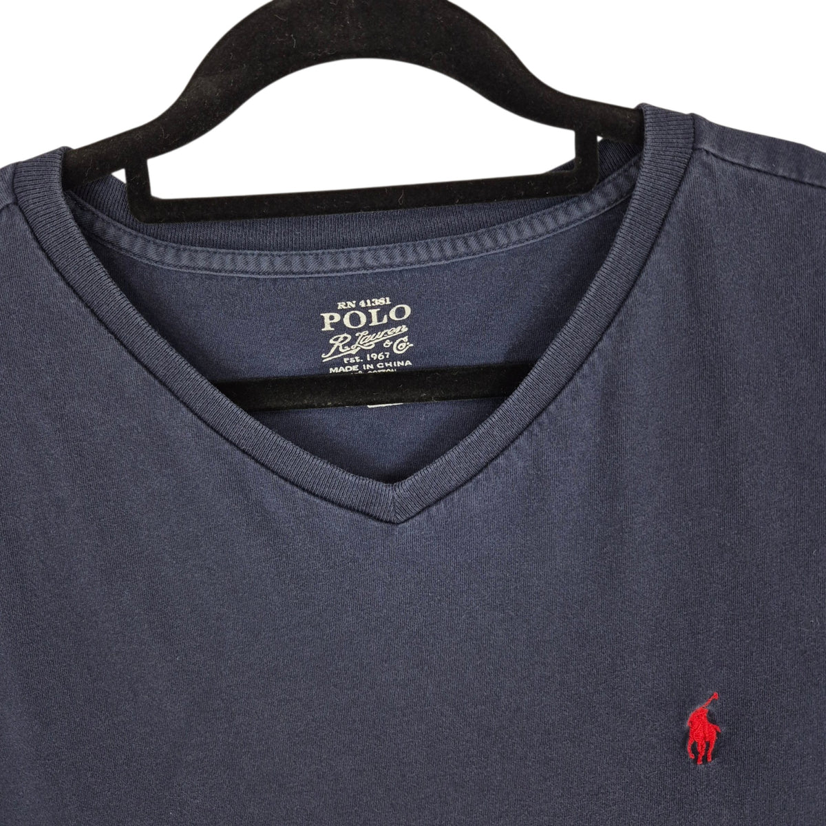 Polo Ralph Lauren Dark Blue Basic V Neck Tee Shirt Size L