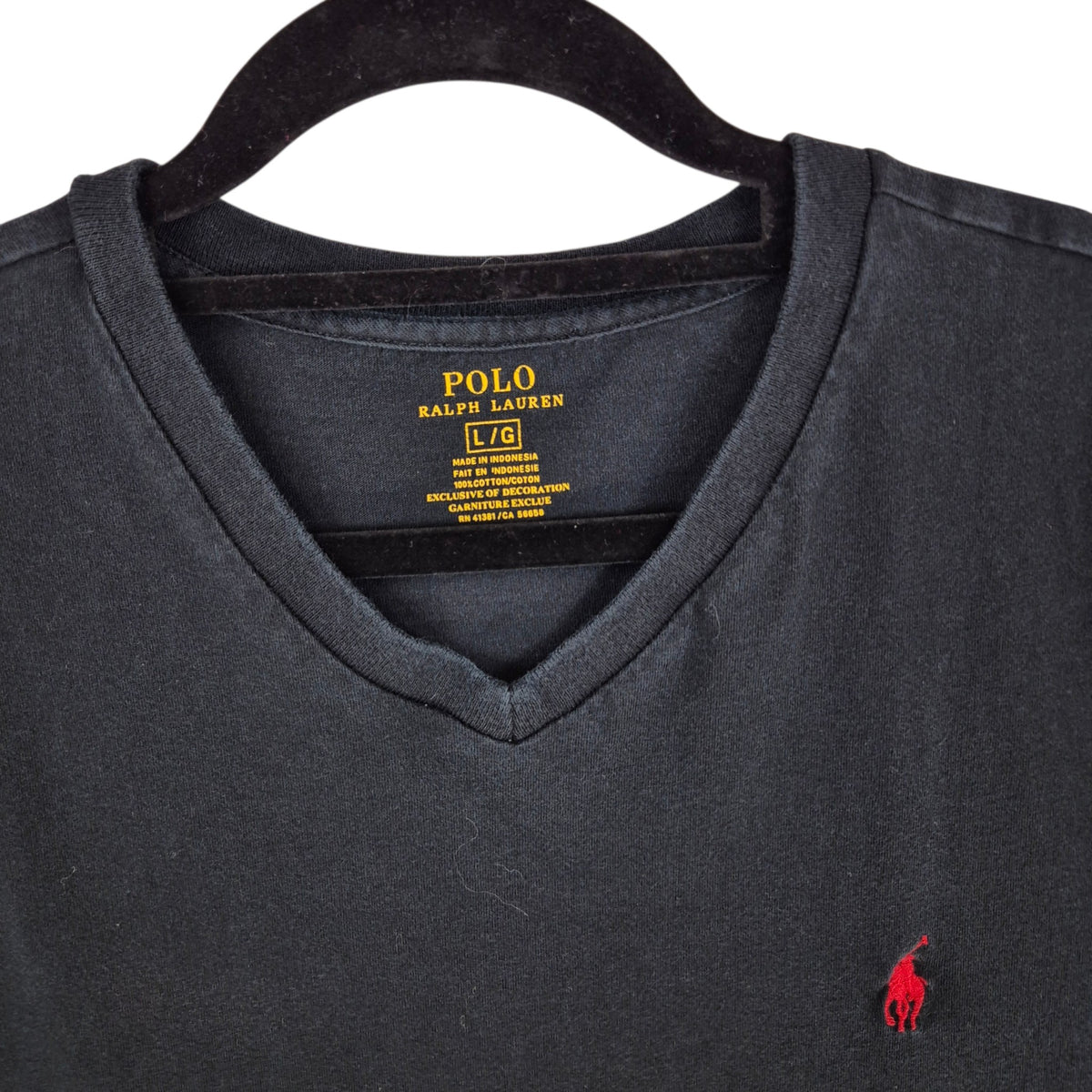 Polo Ralph Lauren Black Basic V Neck Tee Shirt Size L