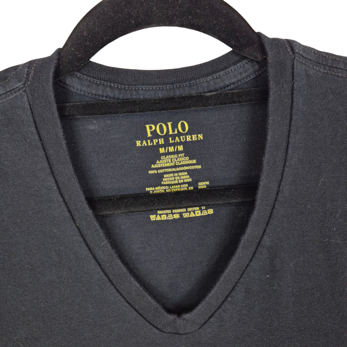 Polo Ralph Lauren Black Basic V Neck Tee Shirt Size M
