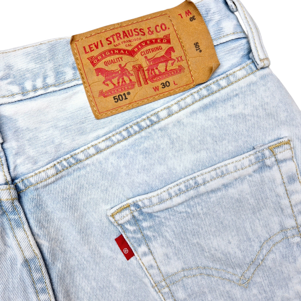 Levis 501 Jeans Light Blue Acid Wash Denim Shorts W31