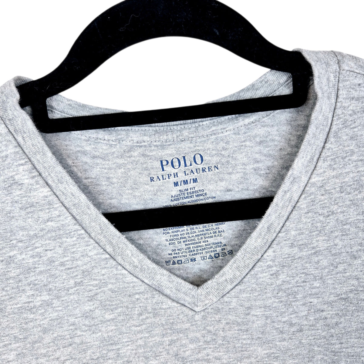 Polo Ralph Lauren Light Grey Basic Slim Fit V Neck Tee Shirt Size M