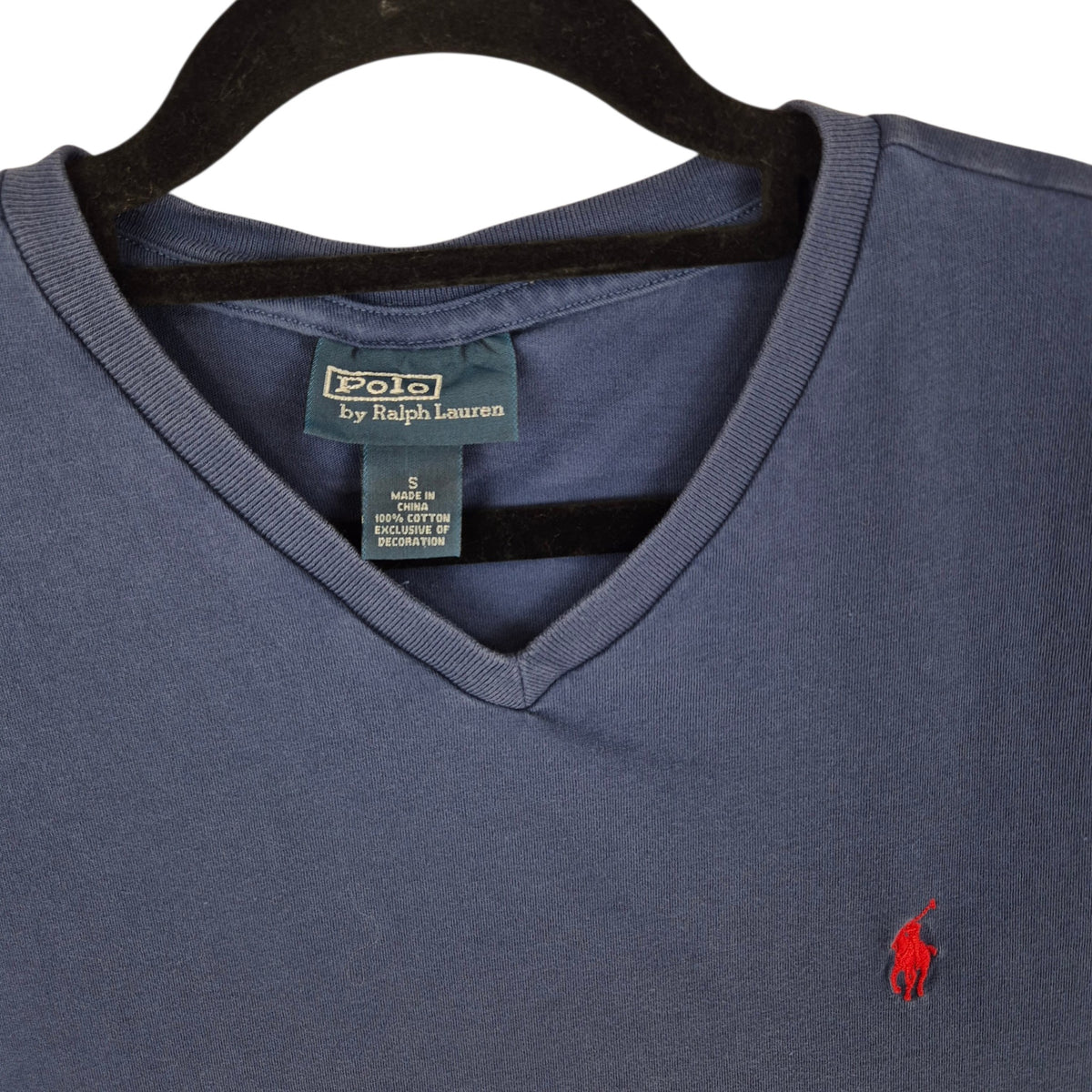 Vintage Polo Ralph Lauren Dark Blue Basic V Neck Tee Shirt Size S