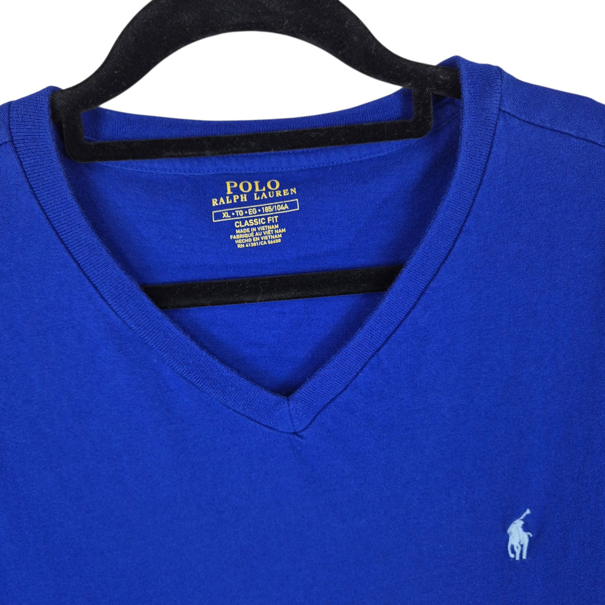 Polo Ralph Lauren Blue Basic V Neck Tee Shirt Size XL