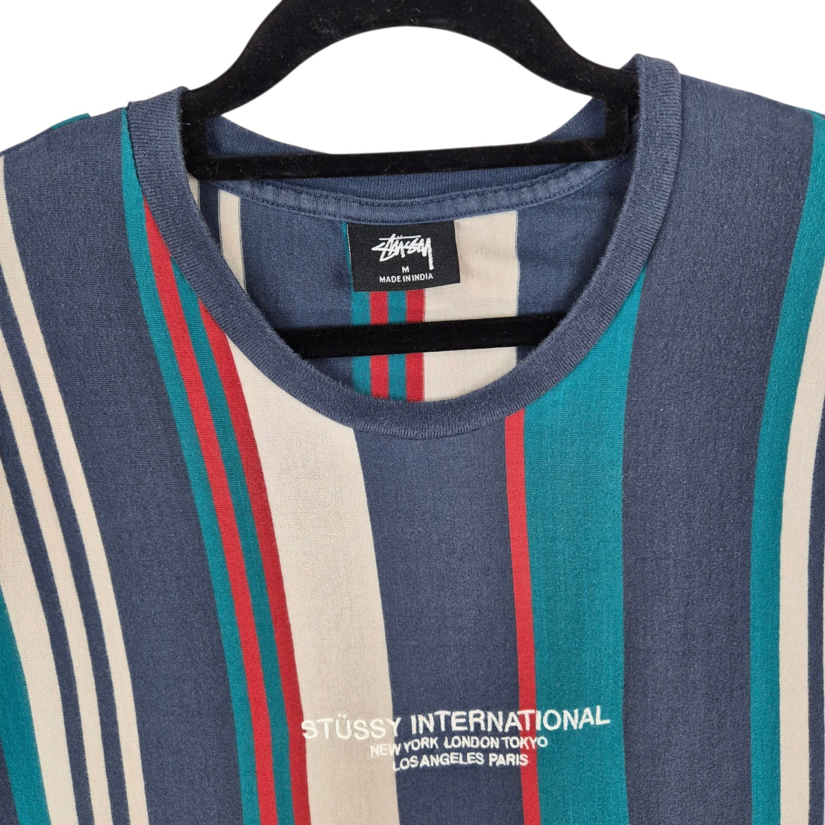 Stussy Embroidered Striped Tee Shirt Size M
