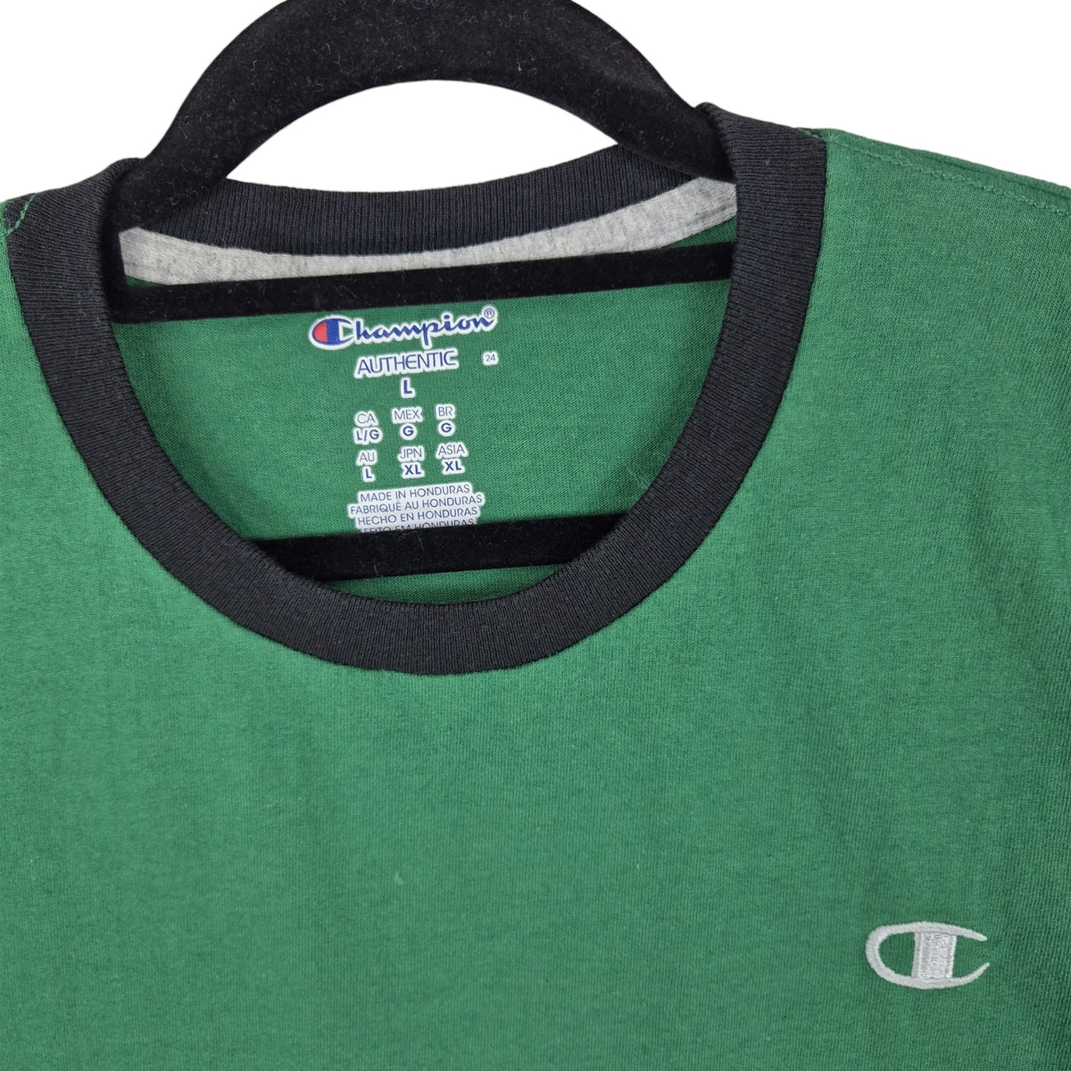 Champion Green Basic Embroidered Tee Shirt Size L