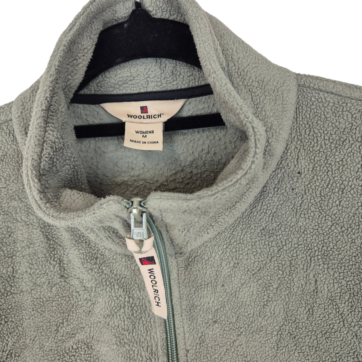 Woolrich Womens Green Fleece Zip Jumper Size M
