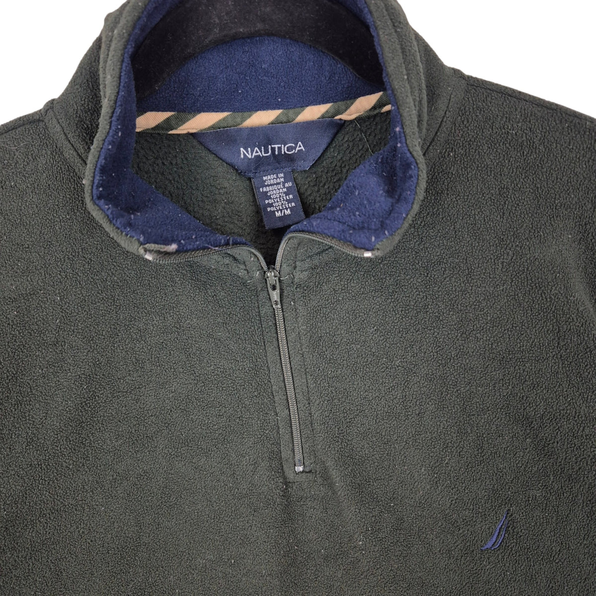 Nautica Dark Green Quarter Zip Fleece Jumper Size M