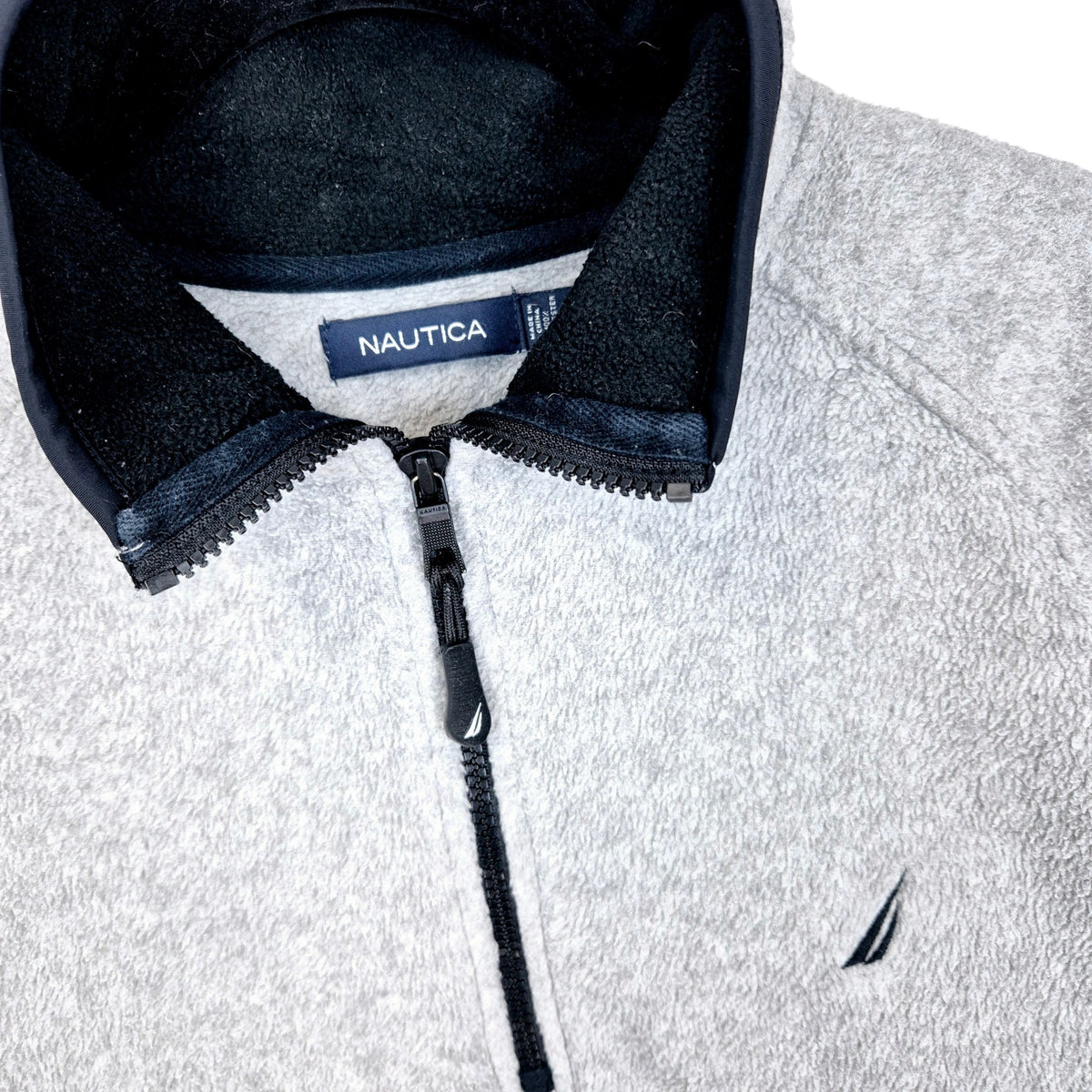Nautica Light Grey Quarter Zip Fleece Jumper Size XL