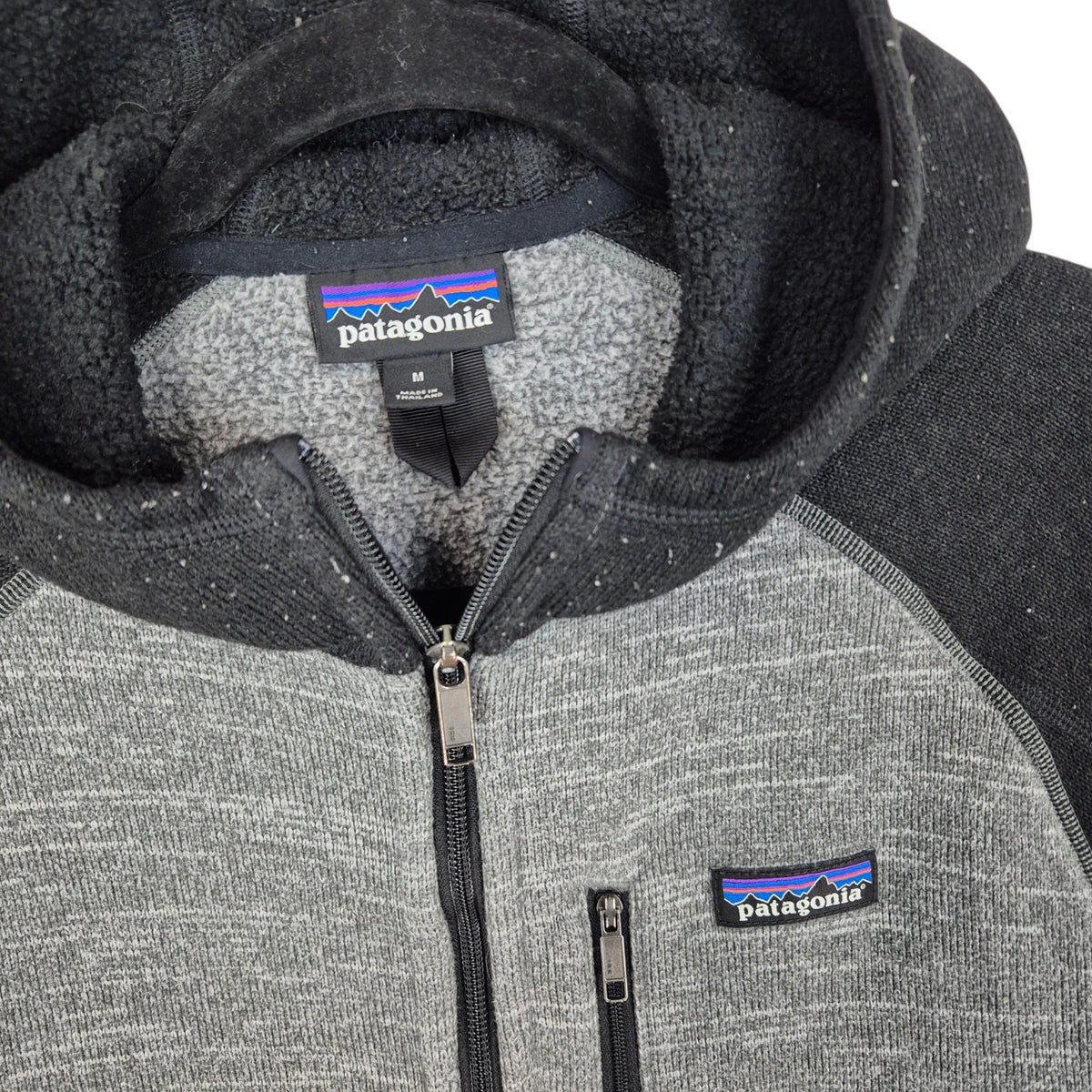 Patagonia Black & Grey Fleece Zip Hoodie Size M