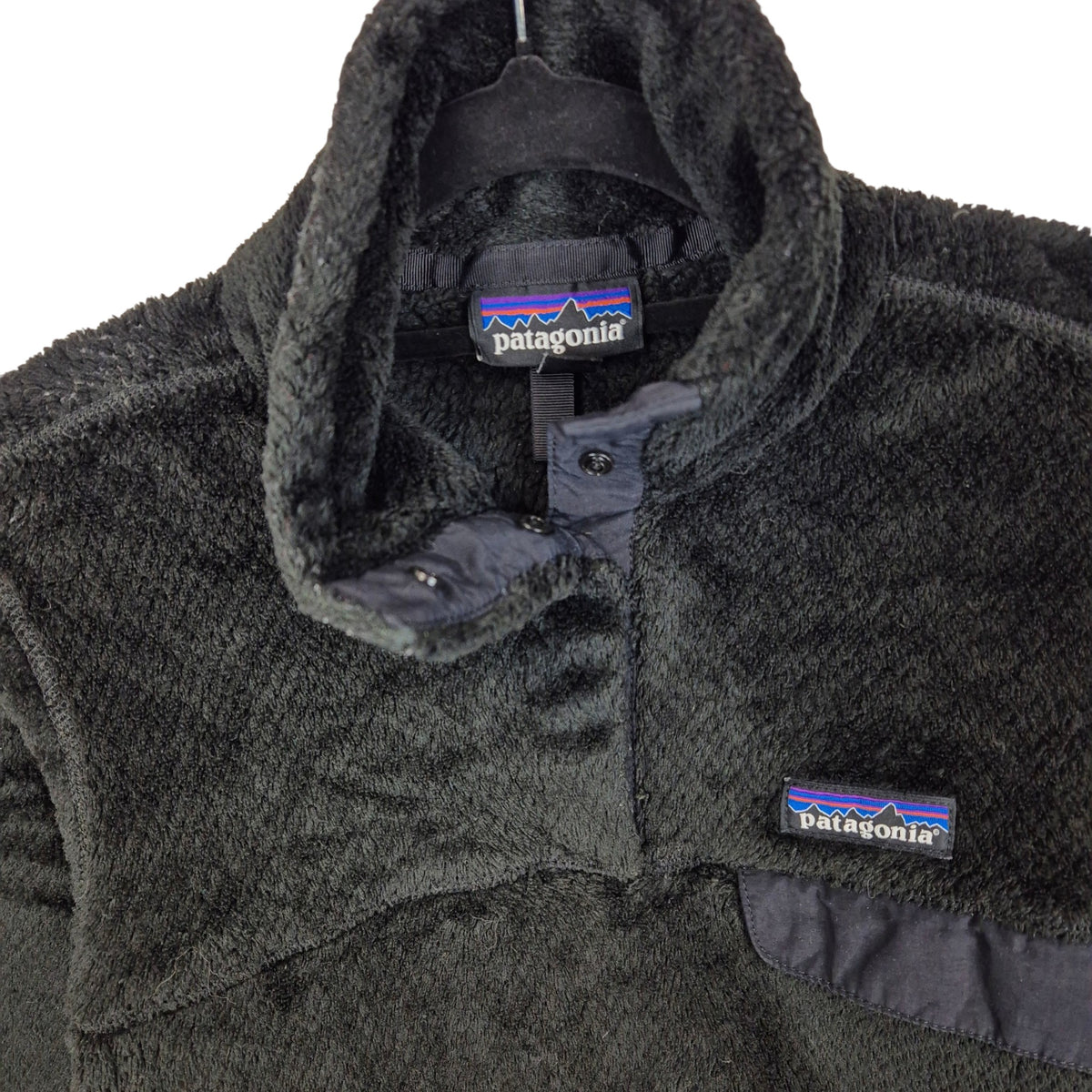 Patagonia Womens Black Quarter Button Fleece Jumper Size S