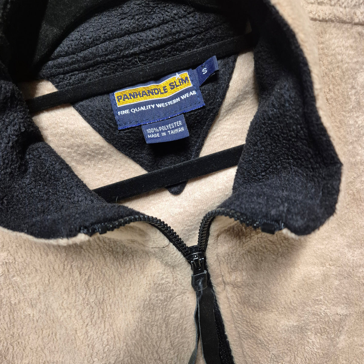 Vintage Panhandle Slim 90's Black & Brown Fleece Zip Jumper Size S