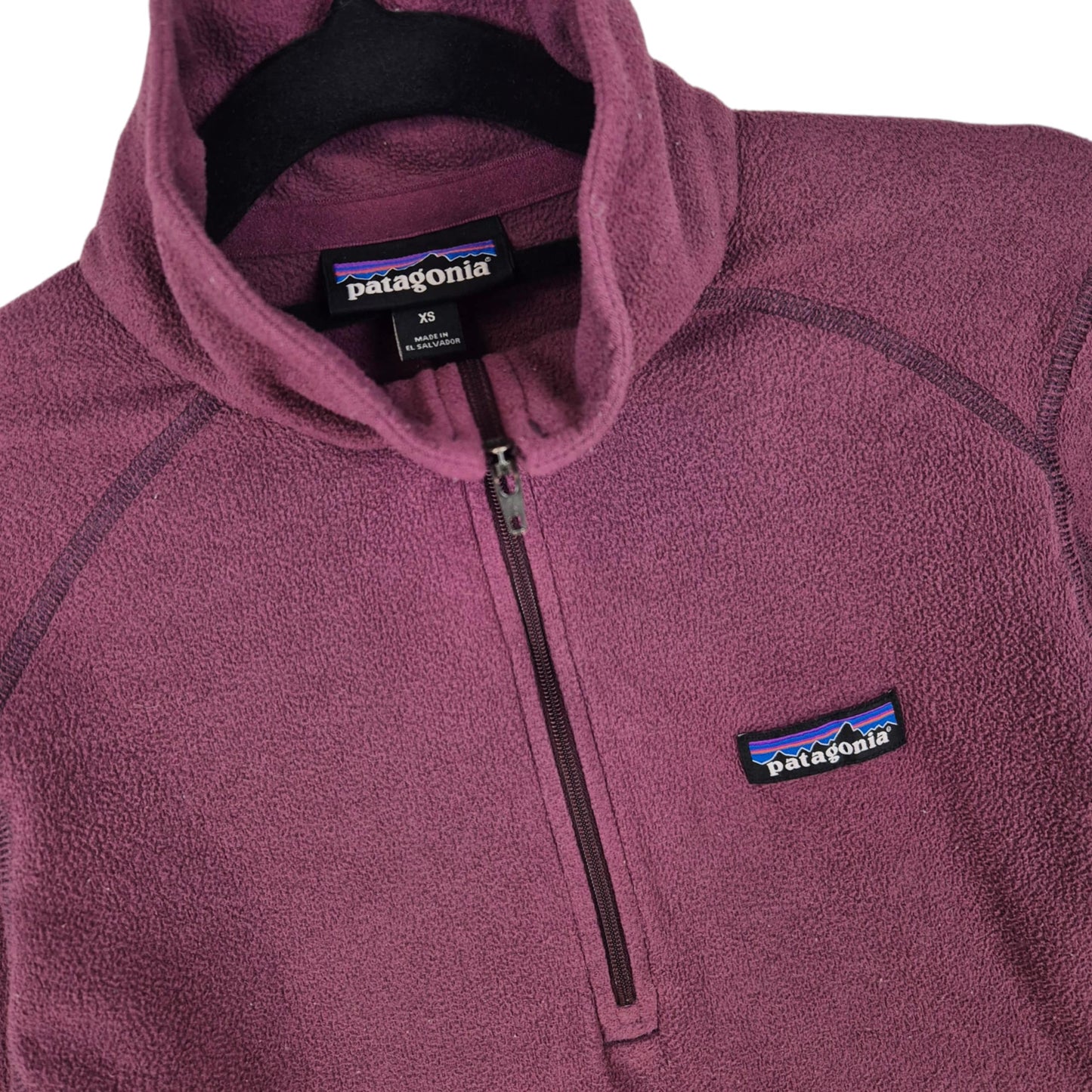 Patagonia Womens Burgundy Quarter Zip Fleece Jumper Size XS