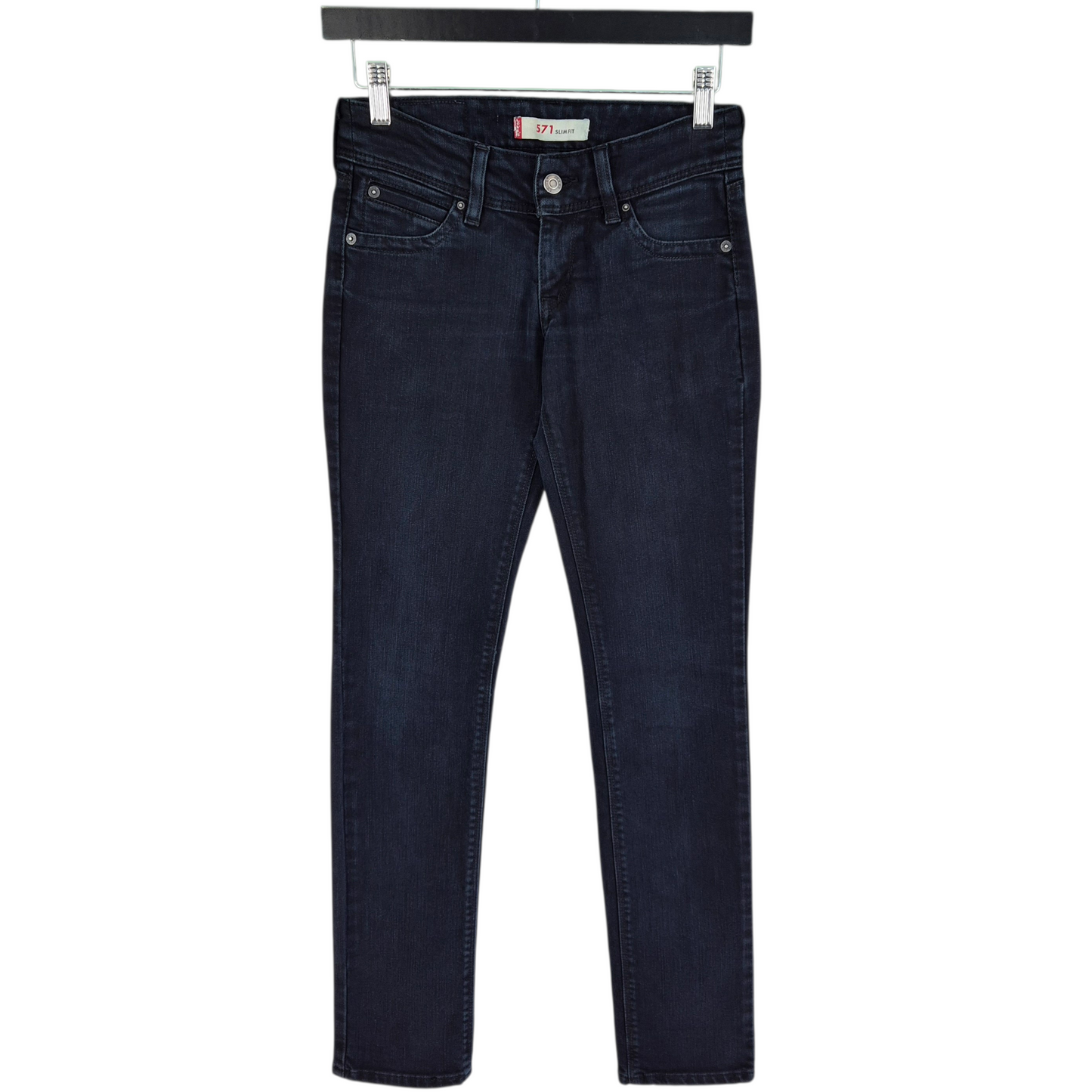 Levis 571 Jeans Womens Black Straight Leg Slim Fit Denim W25