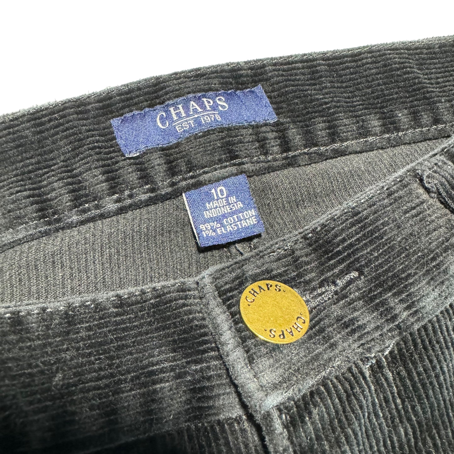 Chaps Jeans Womens Black Straight Leg Corduroy Denim Jeans W32