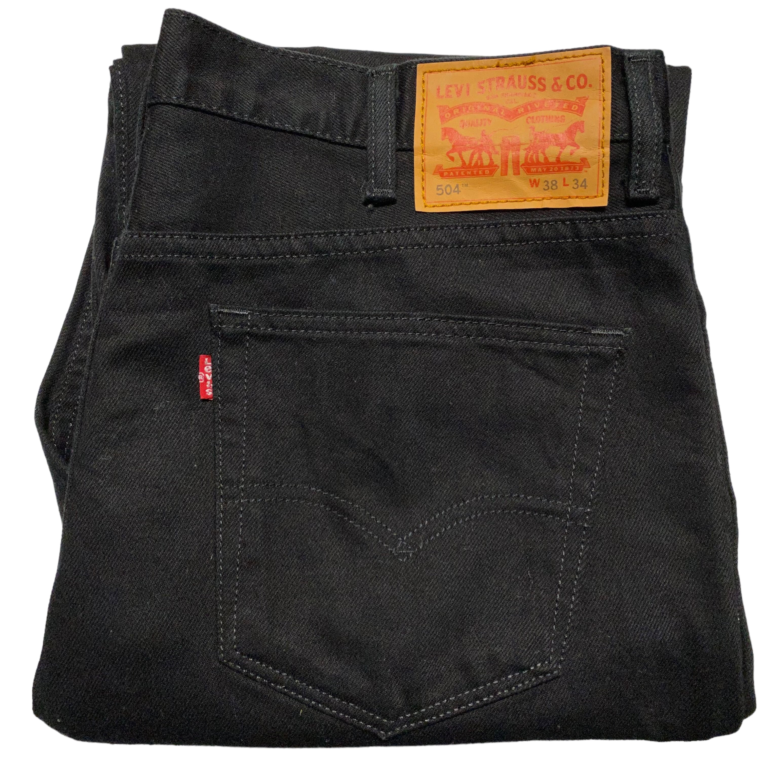 Levis 504 Jeans Black Rigid Cropped Denim Bottoms W37 55exchange