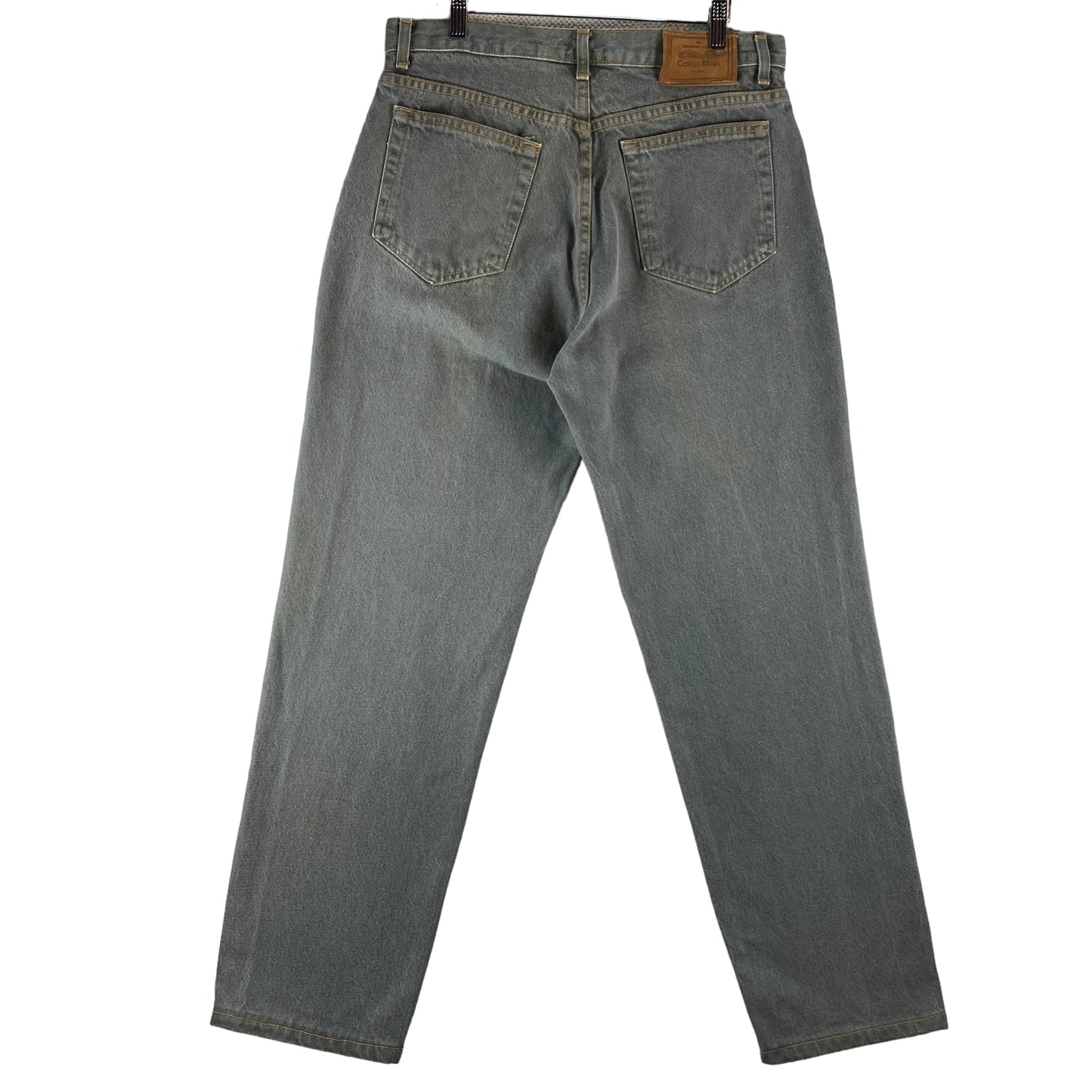 Vintage Calvin Klein Jeans 90's Grey Heavy Rigid USA Made Denim Bottoms W34