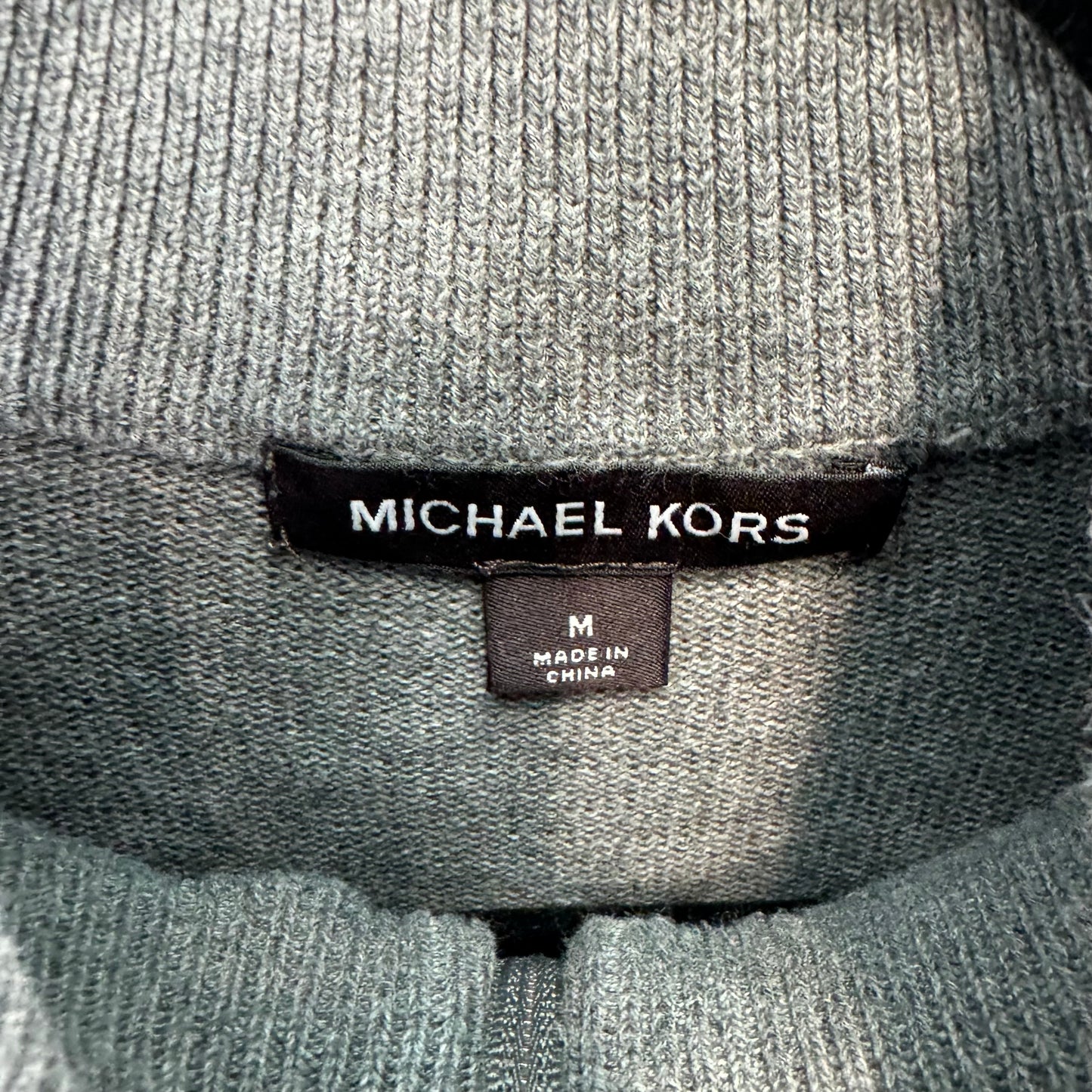 Michael Kors Grey Full Zip Embroidered Knit Sweater Size M