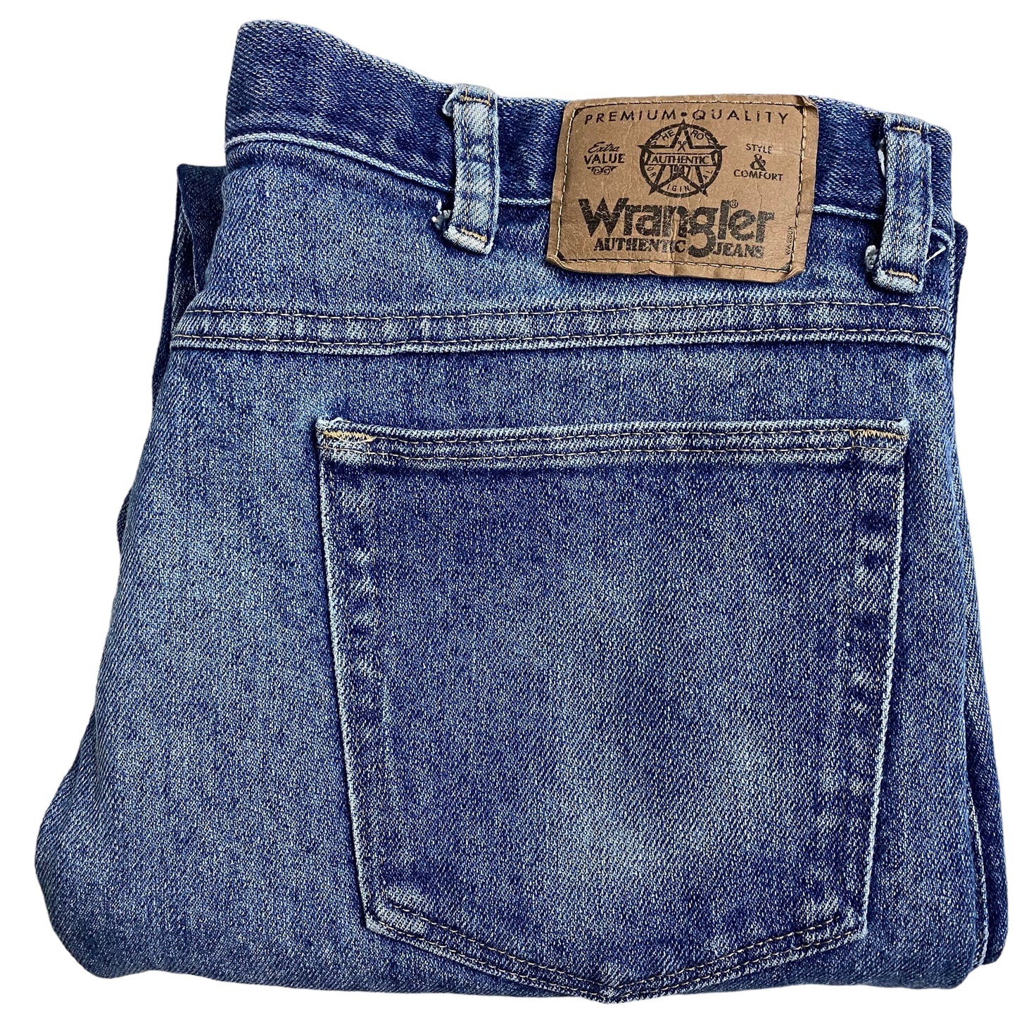 Vintage Wrangler Jeans 80's Blue Regular USA Made Stretch Denim Bottoms W36