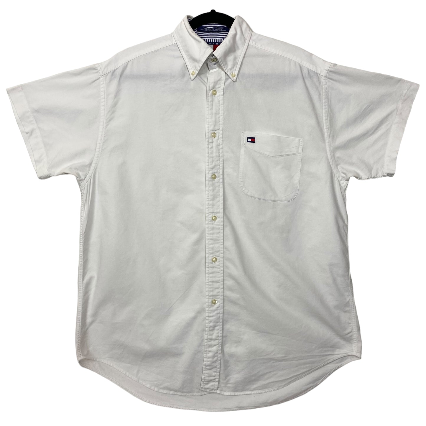 Vintage Tommy Hilfiger 90's Light Blue Short Sleeve Casual Button Shirt Size M