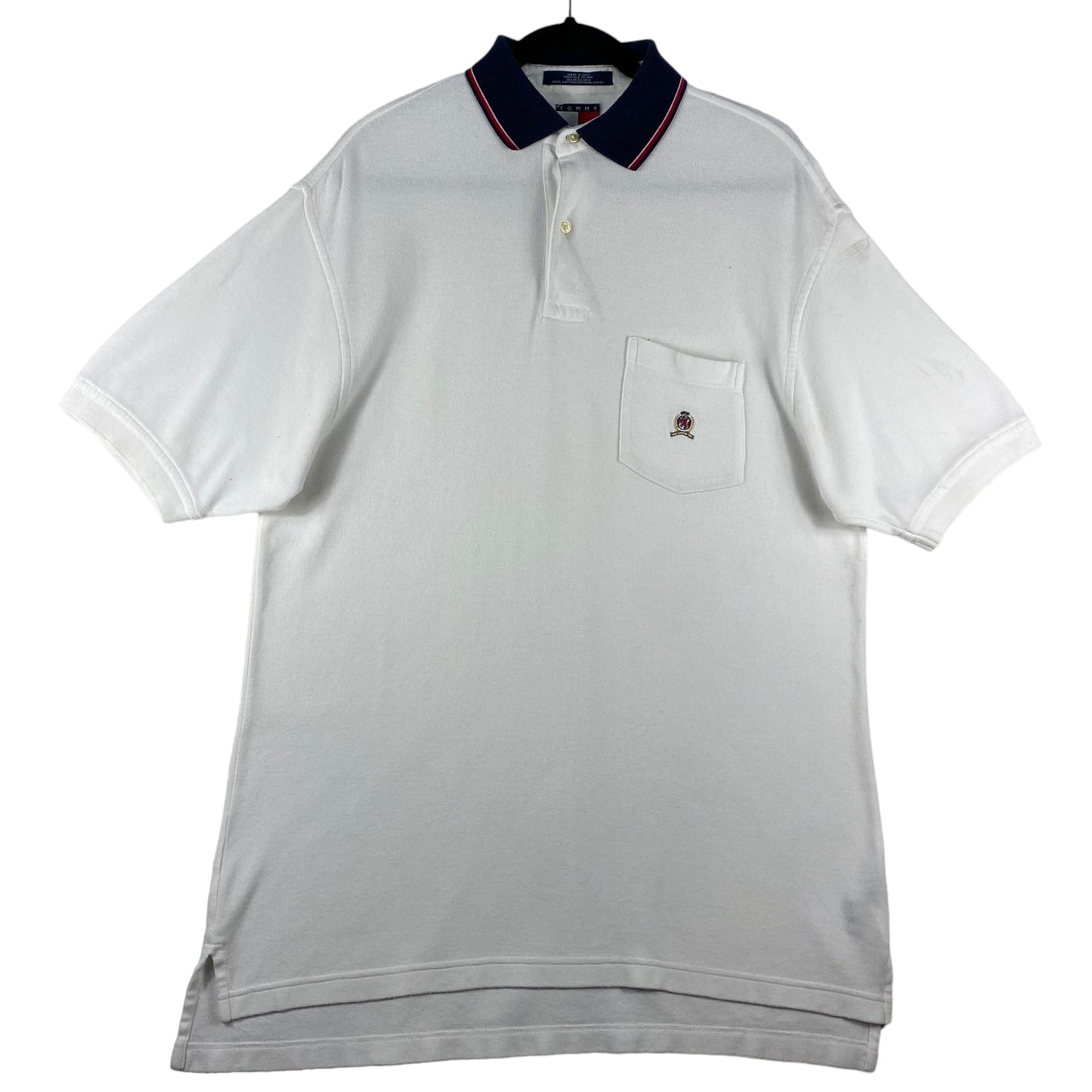 Vintage Tommy Hilfiger 90's White Oversized Cotton Polo Shirt Size S