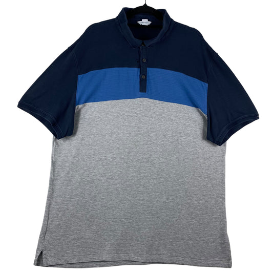 Calvin Klein Blue & Grey Cotton Polo Shirt Size XL