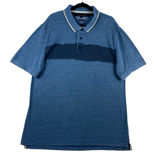 Tommy Hilfiger Steel Blue Custom Fit Cotton Polo Shirt Size L