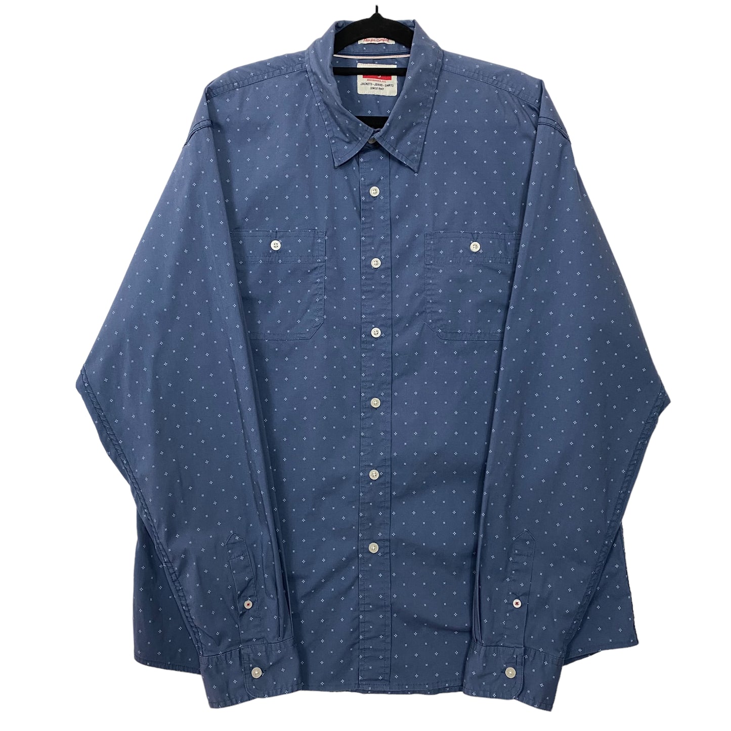 Wrangler Steel Blue Long Sleeve Flex Dress Shirt Size XL