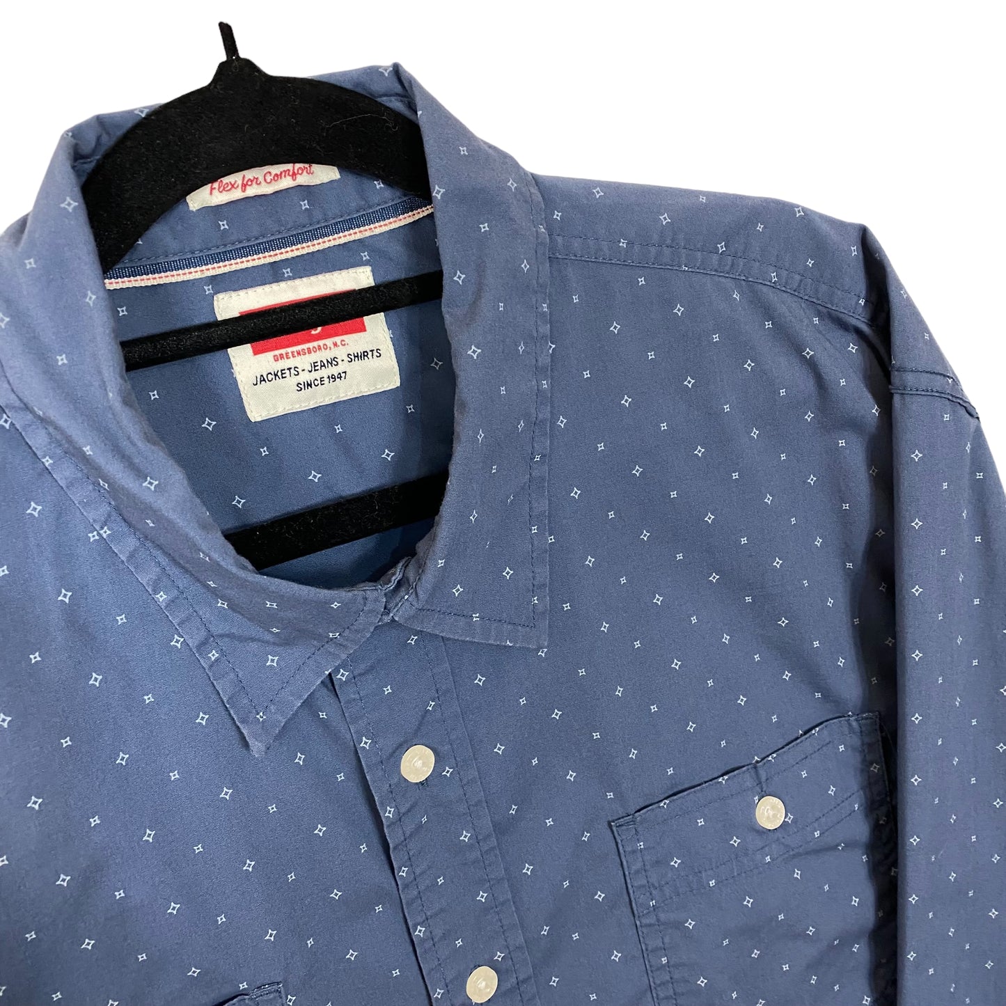 Wrangler Steel Blue Long Sleeve Flex Dress Shirt Size XL