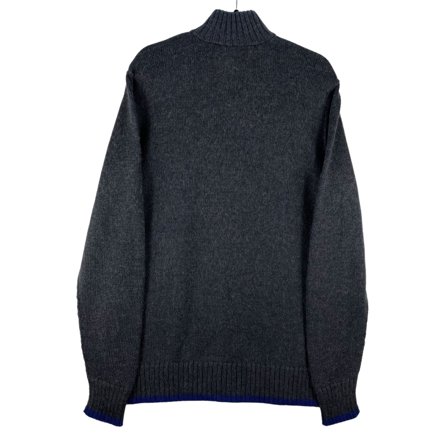 Nautica Dark Grey Wool Acrylic Quarter Zip Knit Sweater Size XL