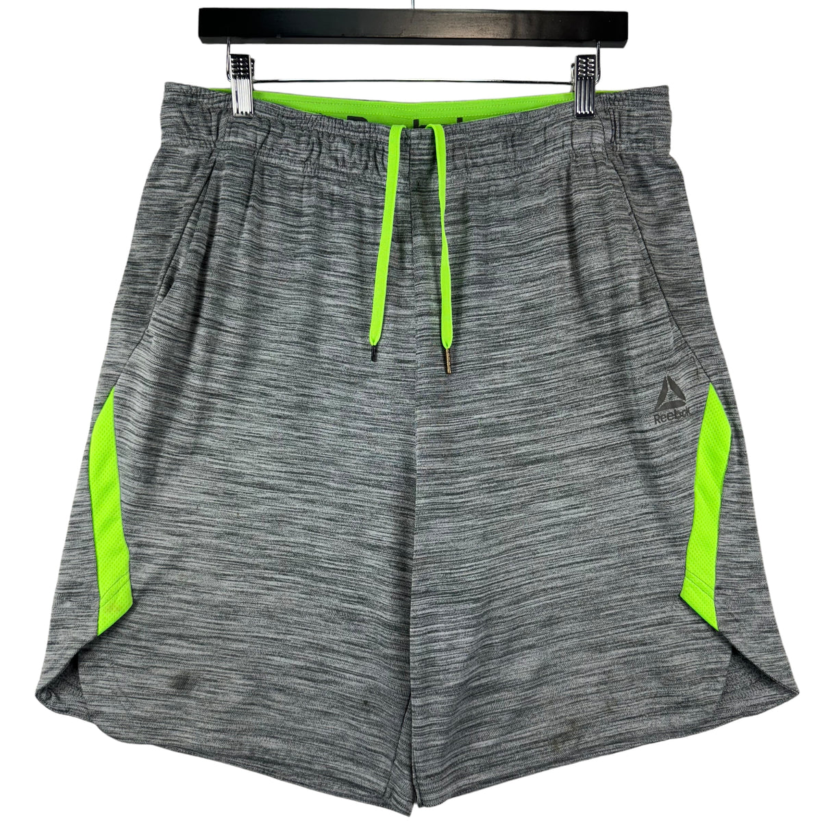 Reebok Grey & Green Stretch Sport Shorts Size L