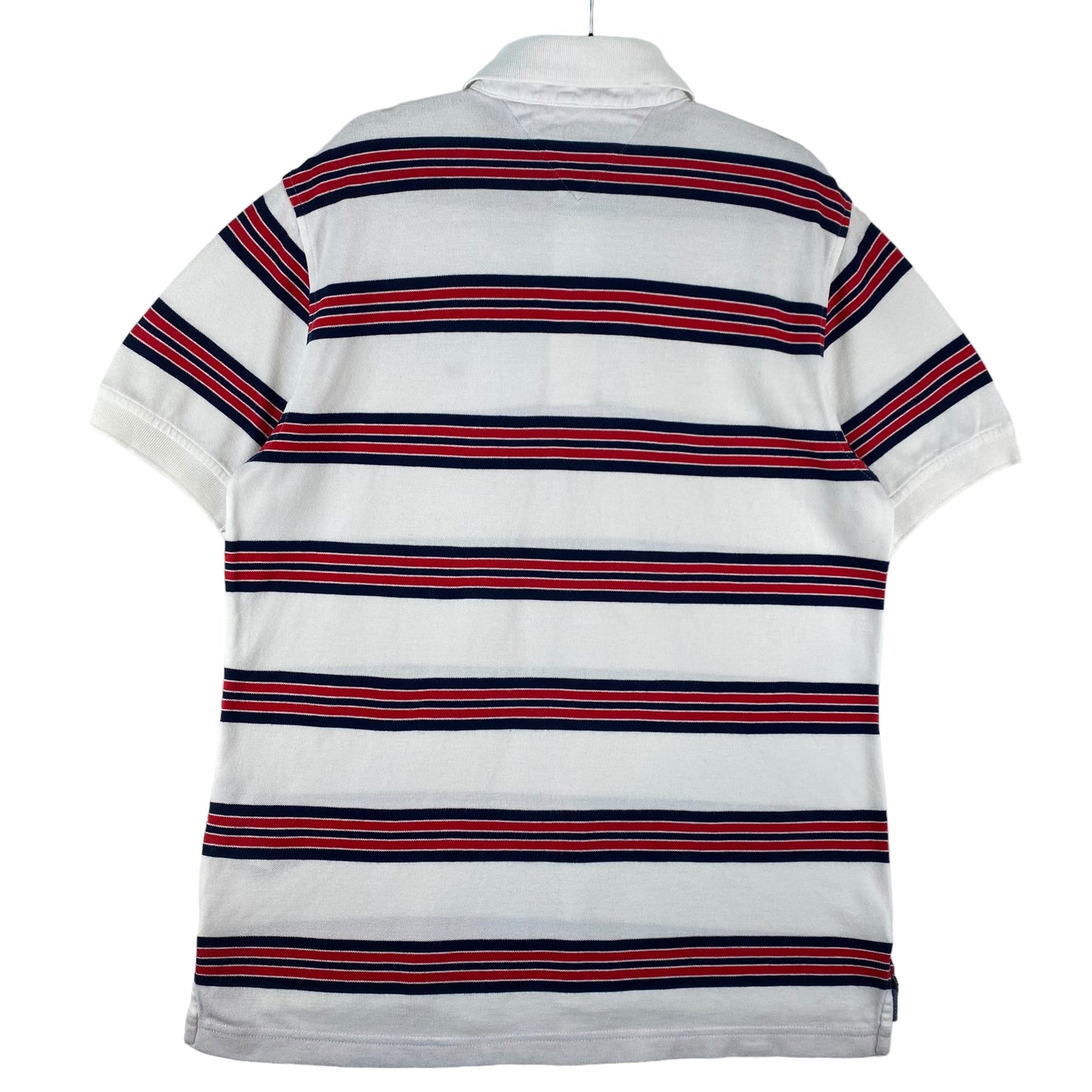 Tommy Hilfiger White Striped Cotton Polo Shirt Size M
