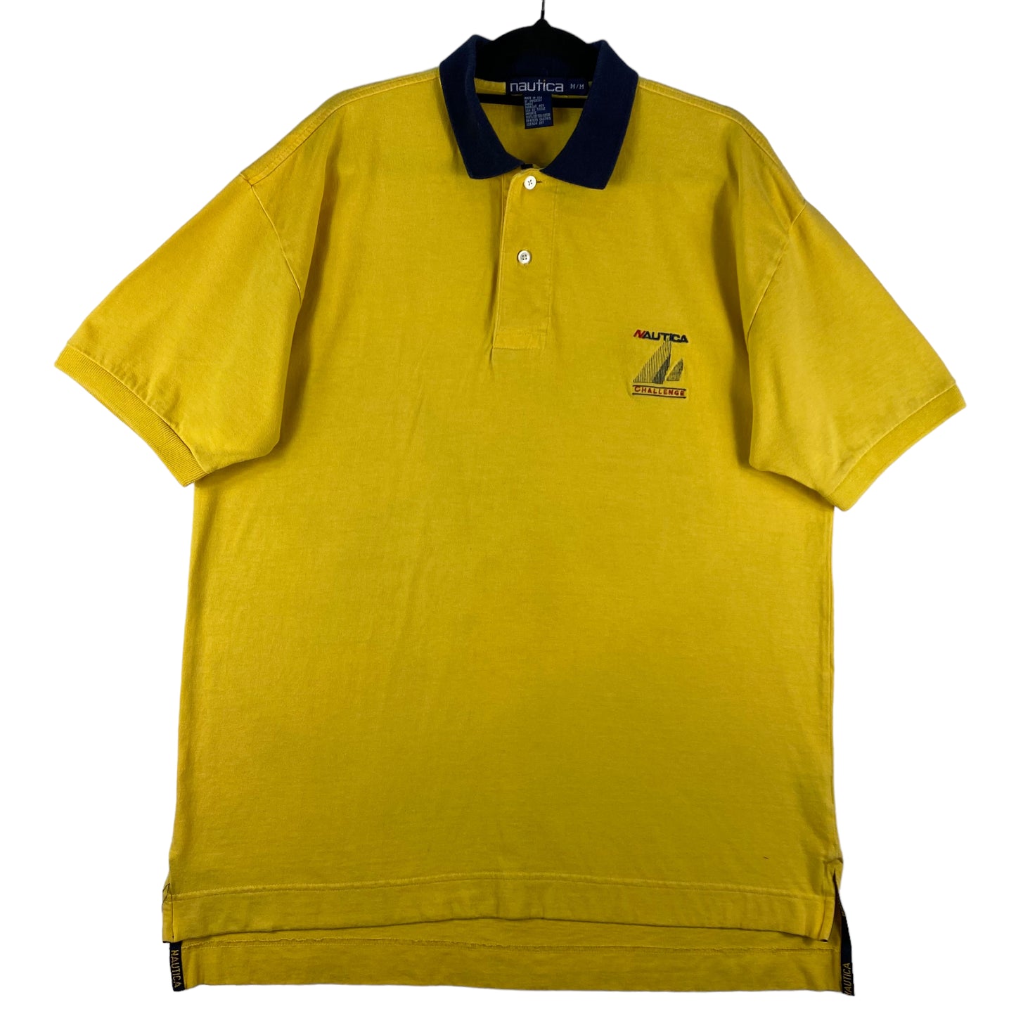 Vintage Nautica Challenge 90's Yellow USA Made Cotton Polo Shirt Size M