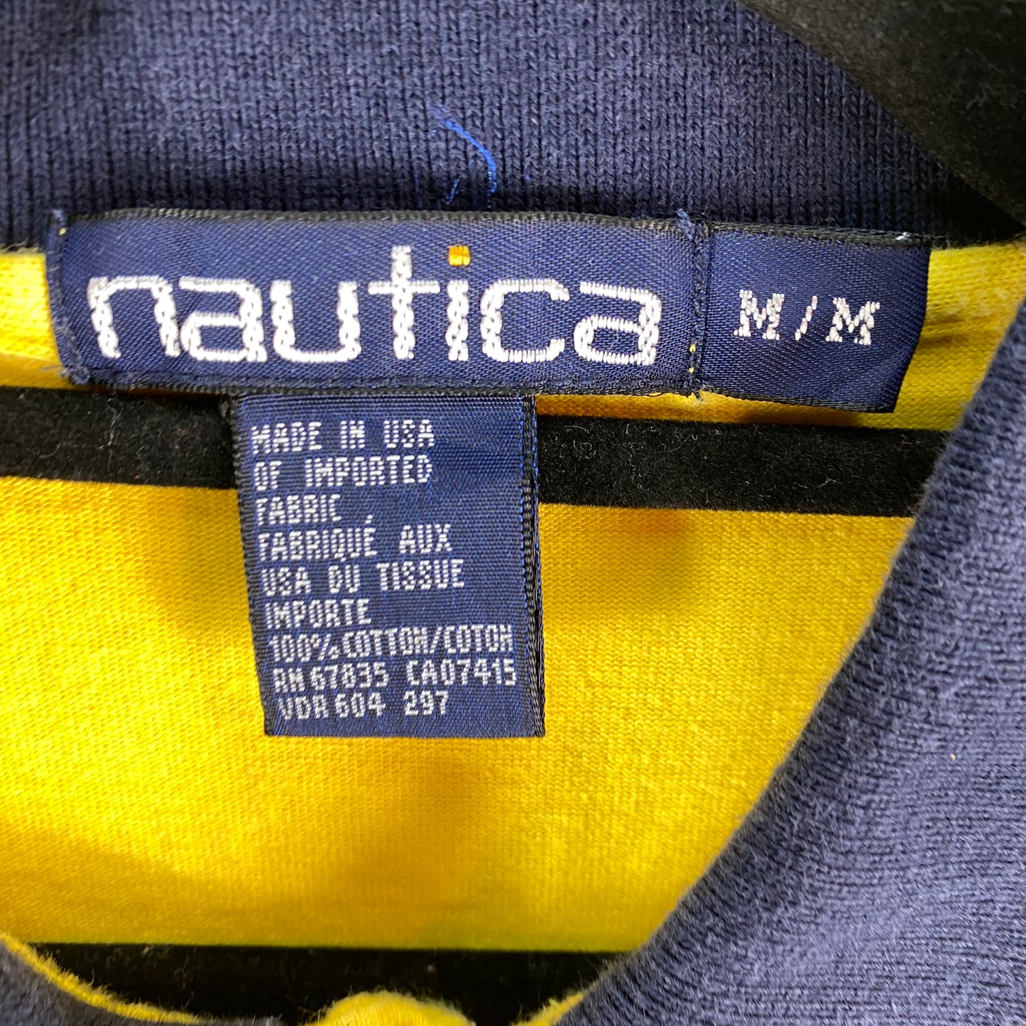 Vintage Nautica Challenge 90's Yellow USA Made Cotton Polo Shirt Size M