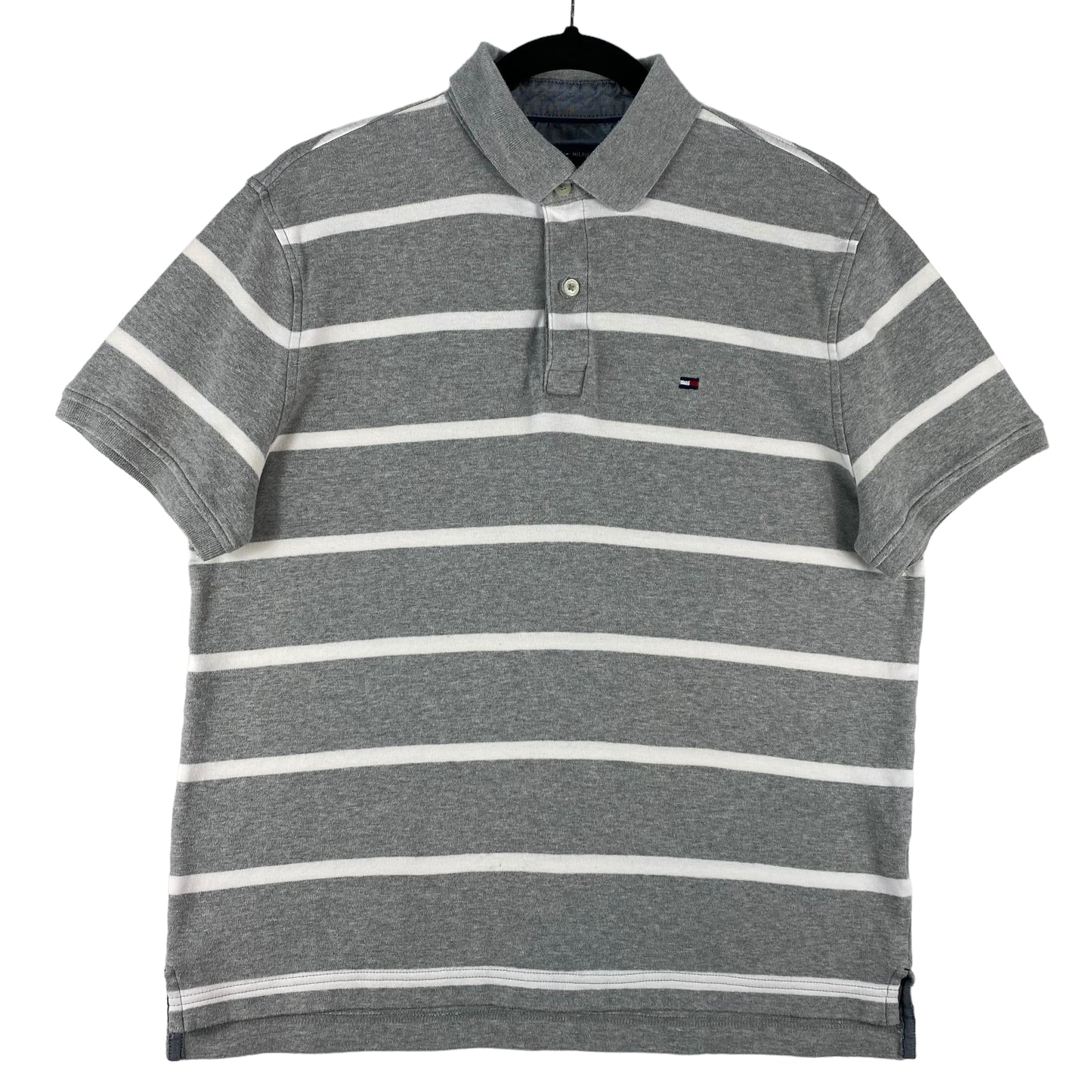 Tommy Hilfiger Grey & White Stretch Cotton Polo Shirt Size S