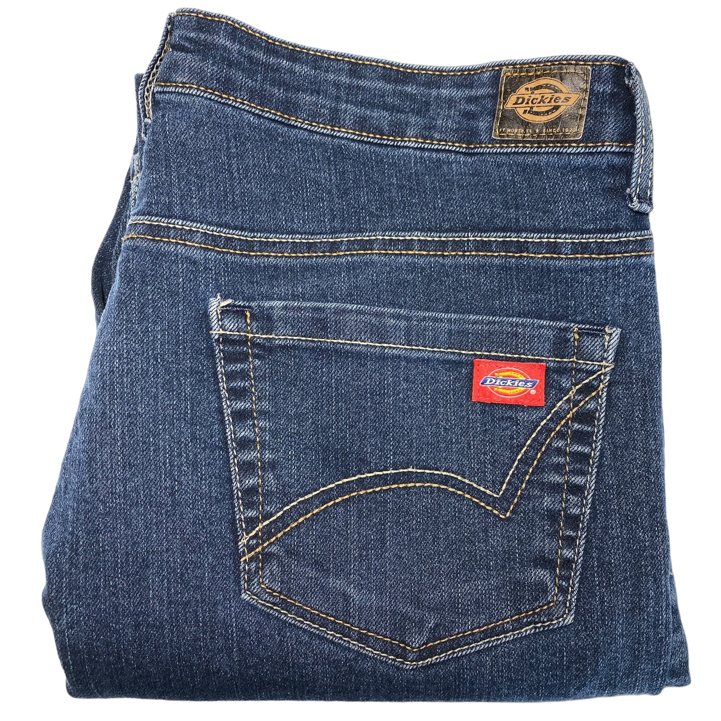 Dickies Jeans Womens Dark Blue Stretch Bootcut Denim Bottoms W32