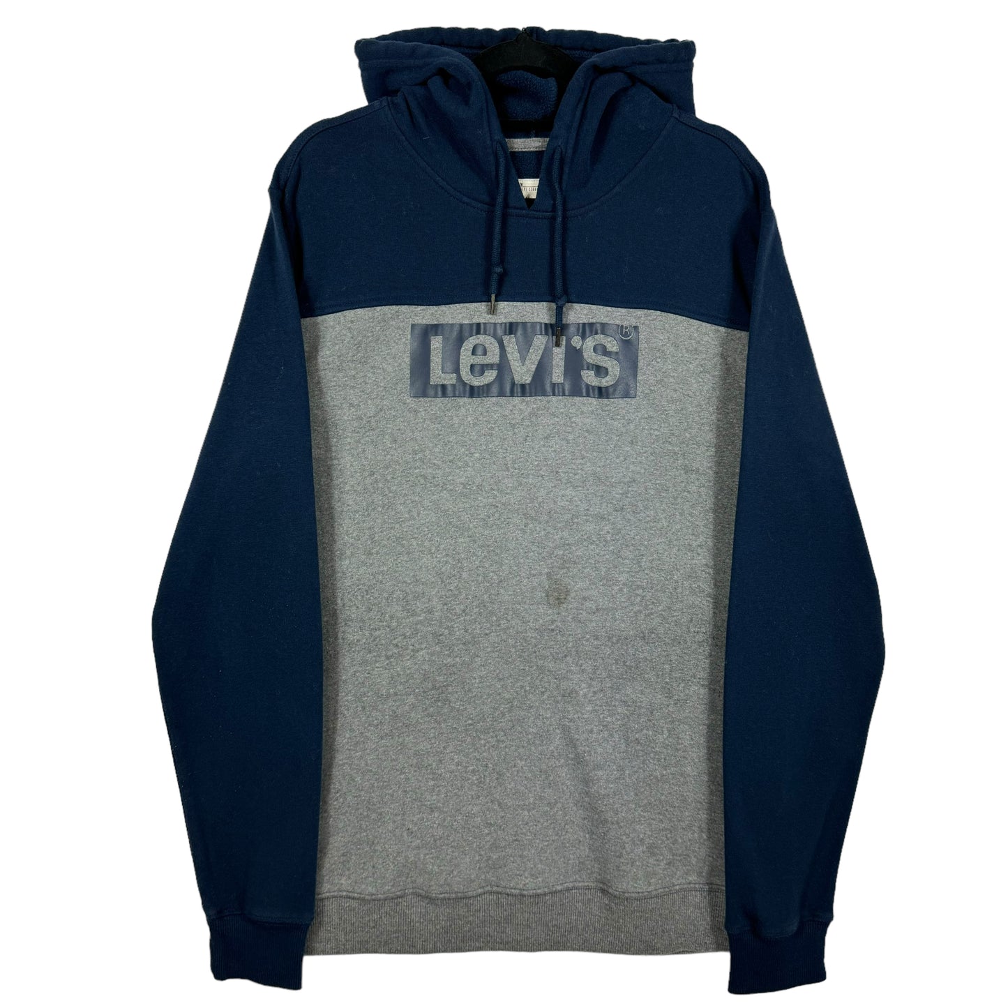 Levis Grey & Dark Blue Monogram Slim Stretch Cotton Hoodie Size M