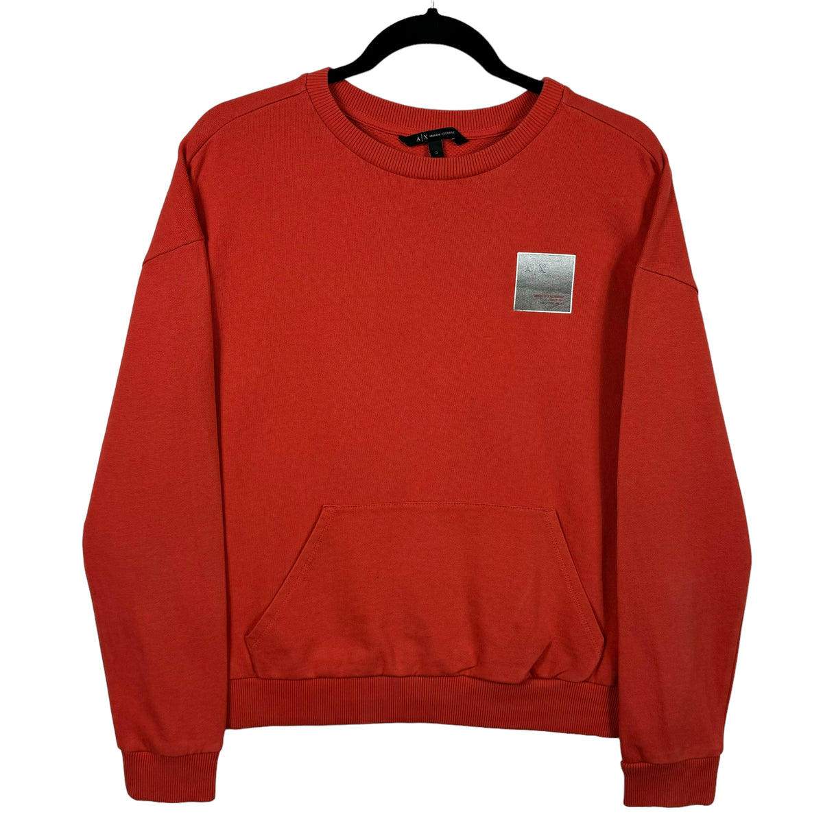 Armani Exchange Womens Orange Cotton Oversized Crewneck Sweater Size S