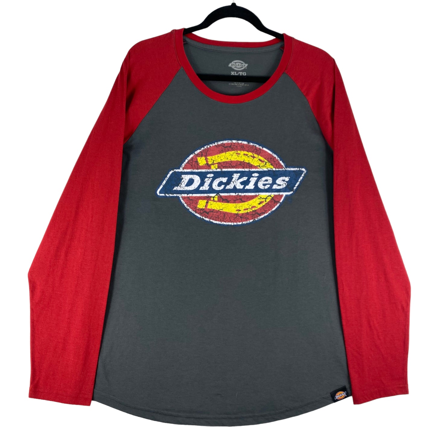 Dickies Grey & Red Monogram Long Sleeve Tee Shirt Size XL