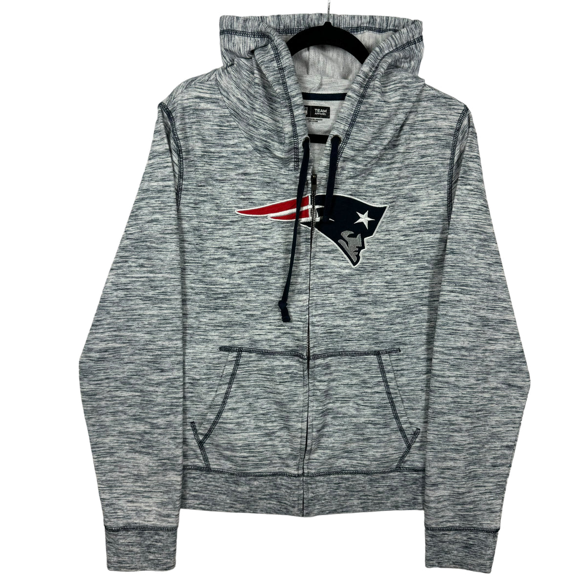 NFL Team Apparel Grey Marl New England Patriots Slim Zip Hoodie Size L
