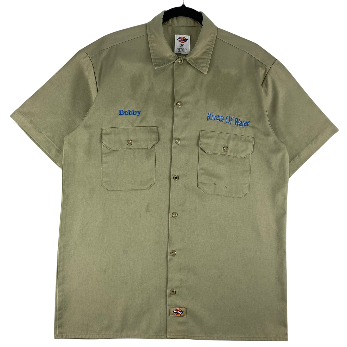 Dickies Light Brown Rivers of Water Short Sleeve Button Shirt Size M