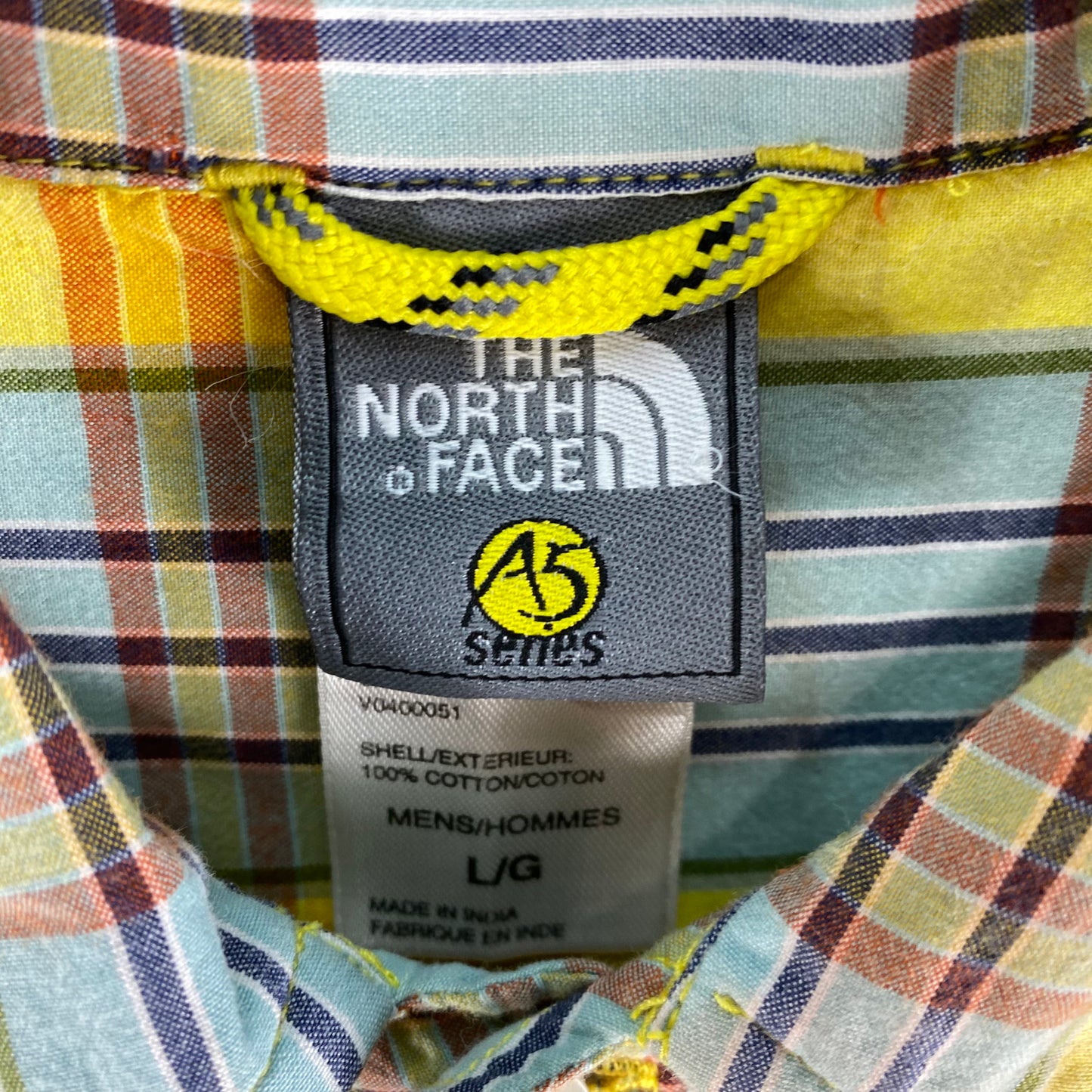 The North Face A5 Series Yellow & Blue Checkered Button Shirt Size L