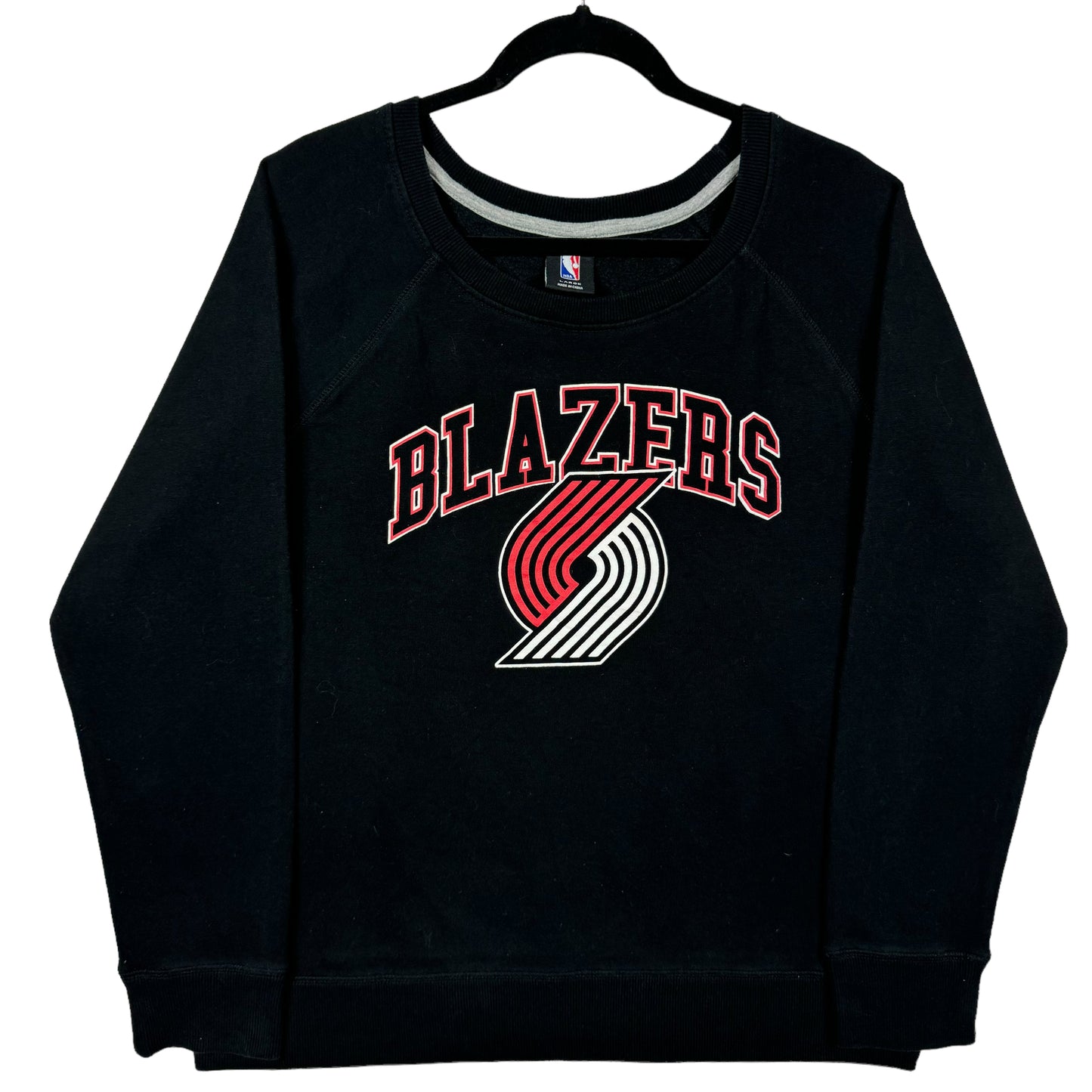 NBA Womens Portland Trail Blazers Black Oversized Crewneck Sweater Size L