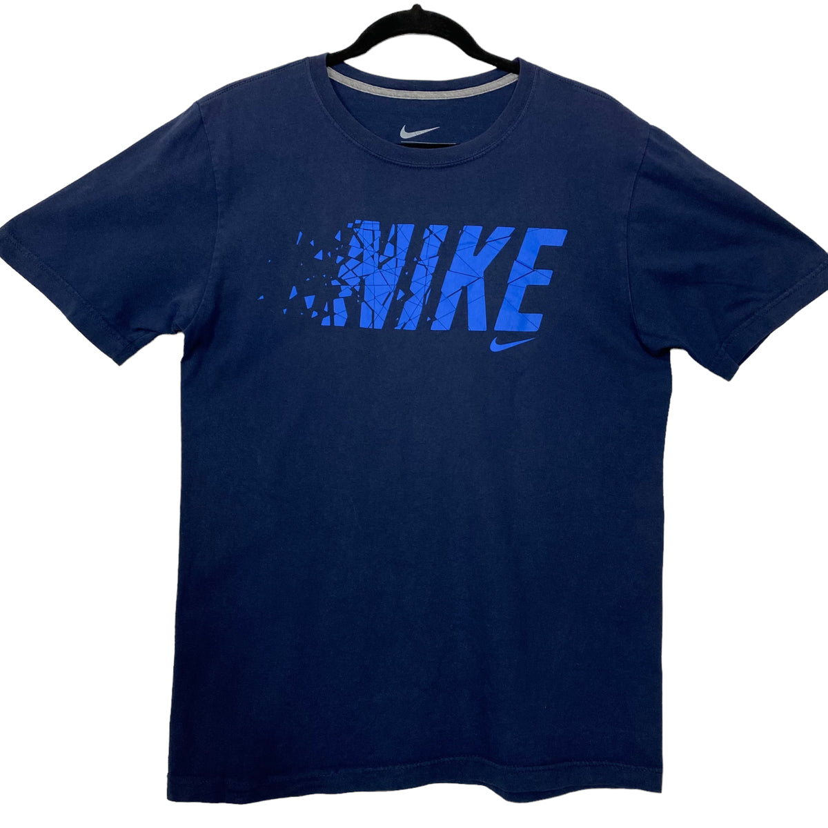 Nike Dark Blue Chest Script Cotton Tee Shirt Size S