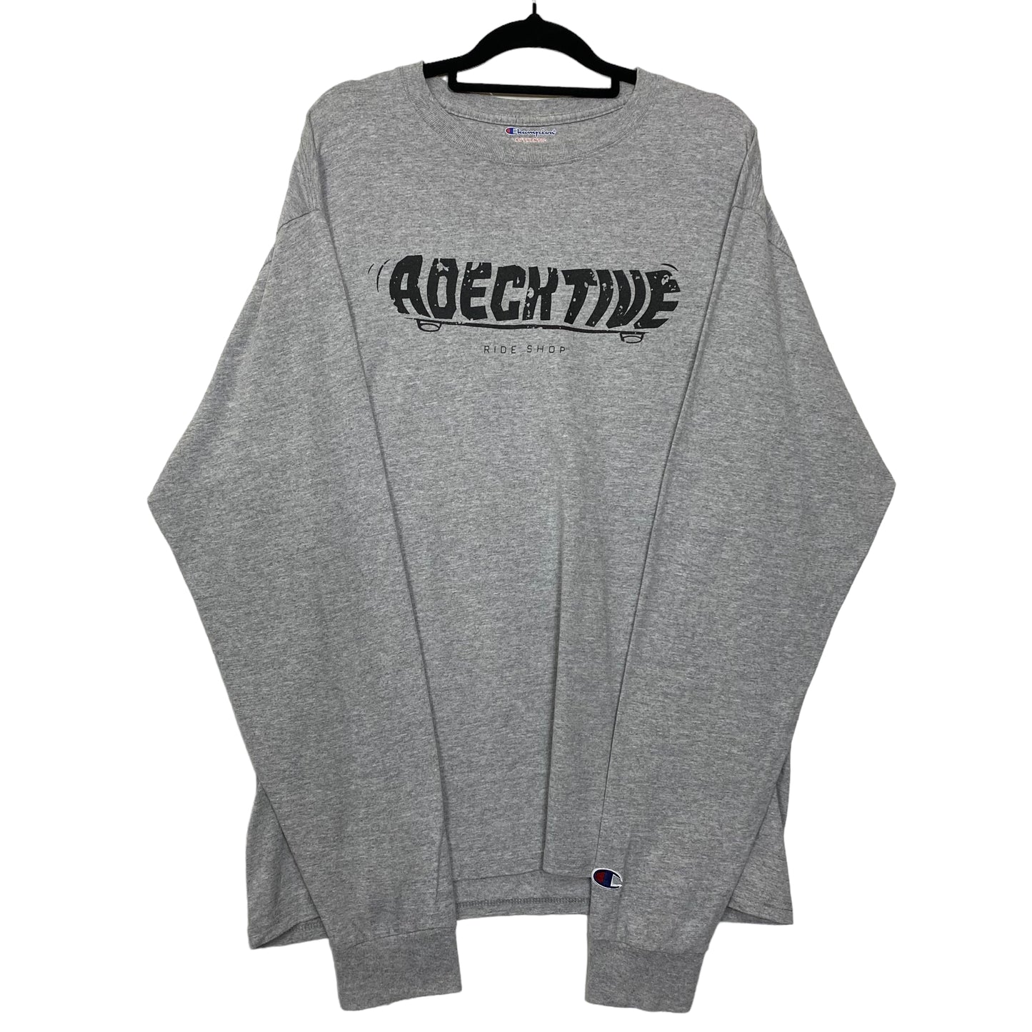 Champion 'Adecktive Ride Shop' Grey Long Sleeve Tee Shirt Size L