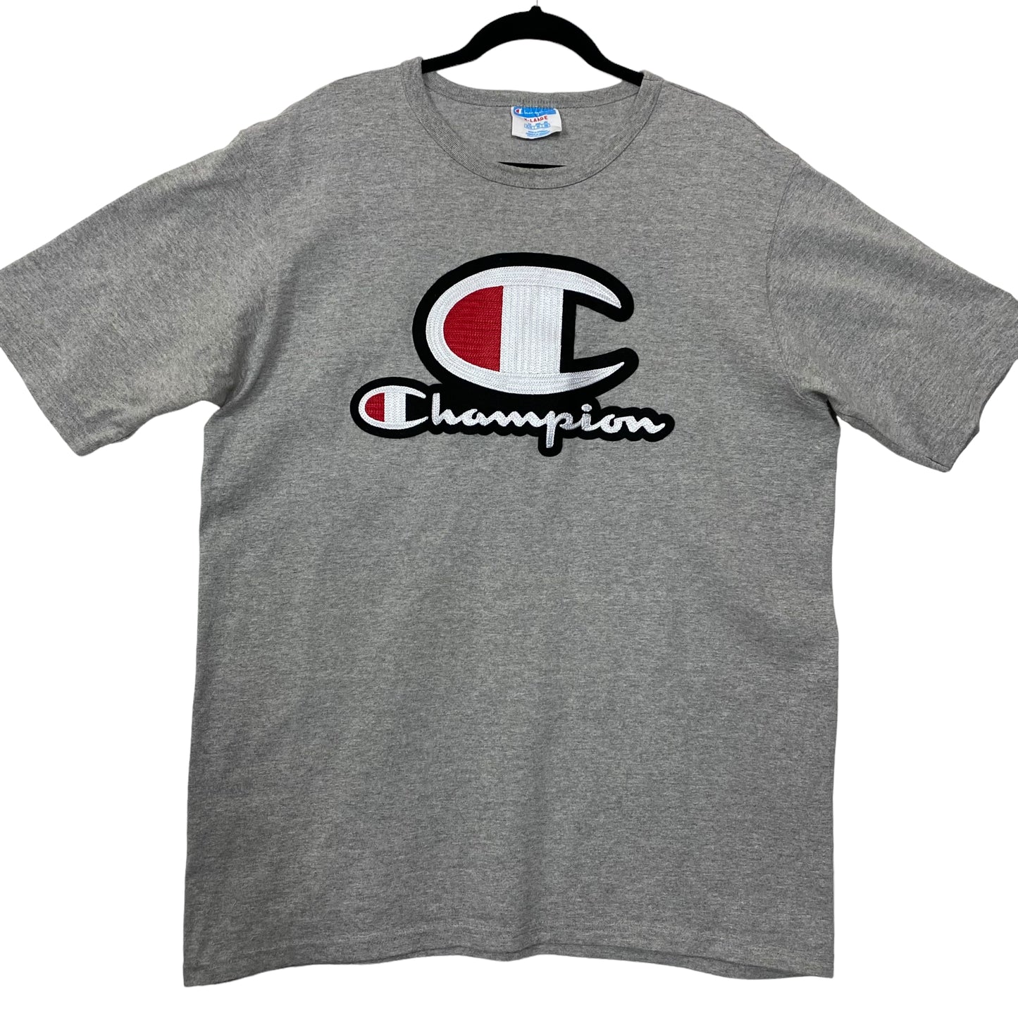 Vintage Champion 2000's Grey Embroidered Cotton Tee Shirt Size XL