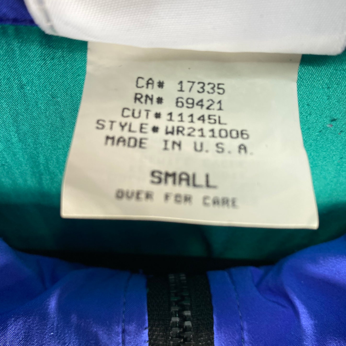 Vintage Reebok 90's Aqua Green & Blue Light USA Made Jacket Size S