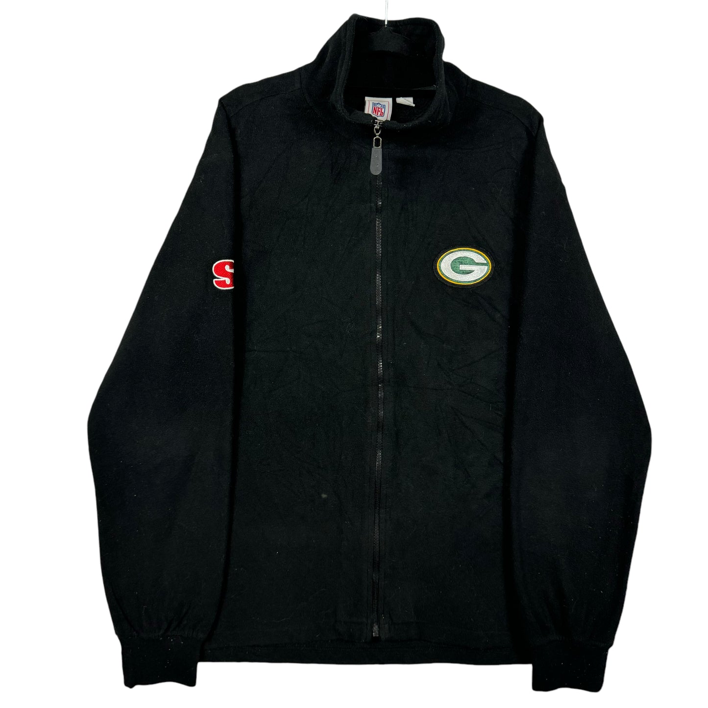 NFL Green Bay Packers Black Lightweight Full Zip Fleece Jumper Size XL